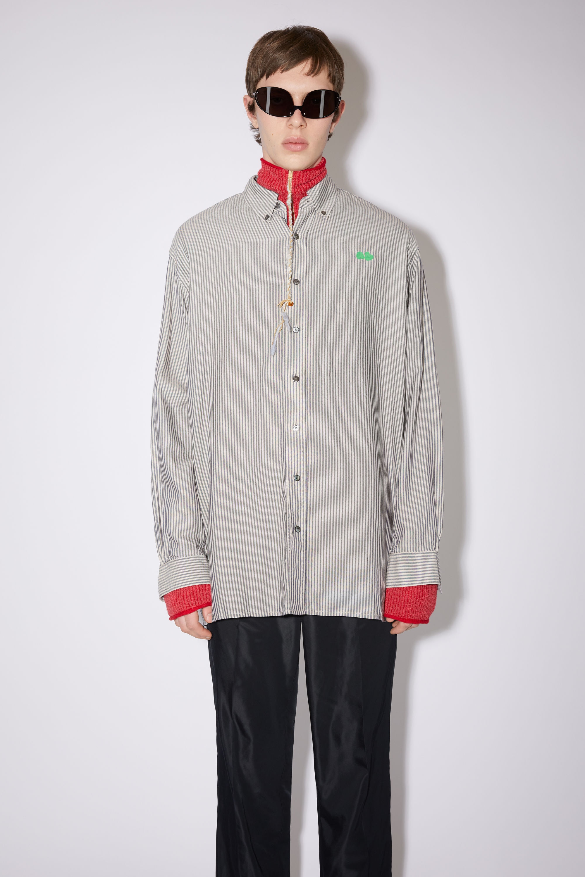 Bubble logo stripe button-up shirt - Ecru/navy - 2