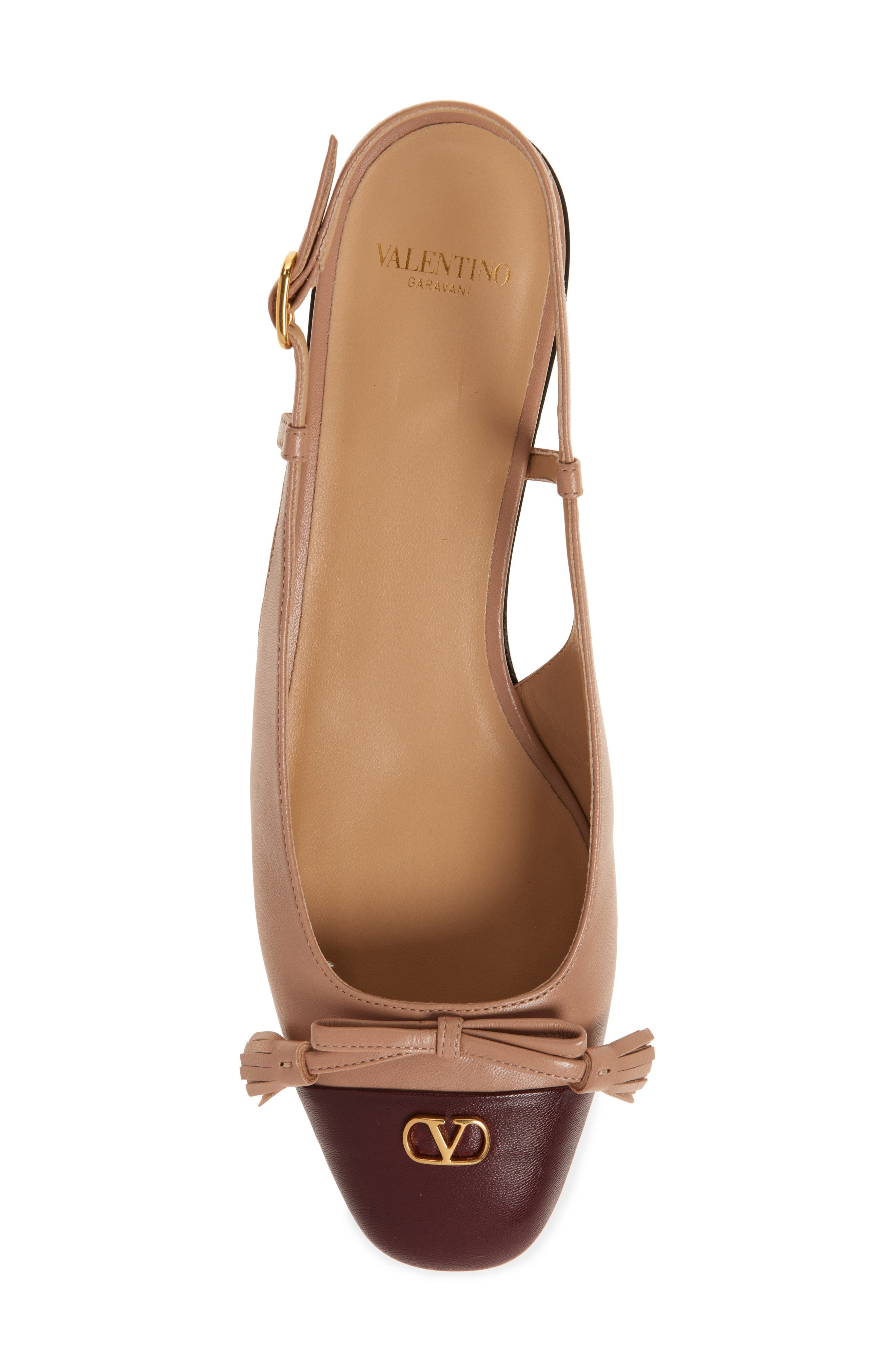 Valentino Garavani VLOGO Two-Tone Slingback Ballet Flat in Rose Cannelle/Dark Garnet at Nordstrom - 5