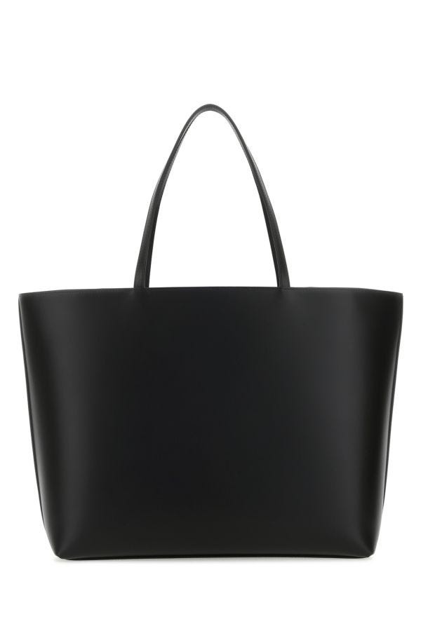 Black leather medium Logo shopping bag - 4