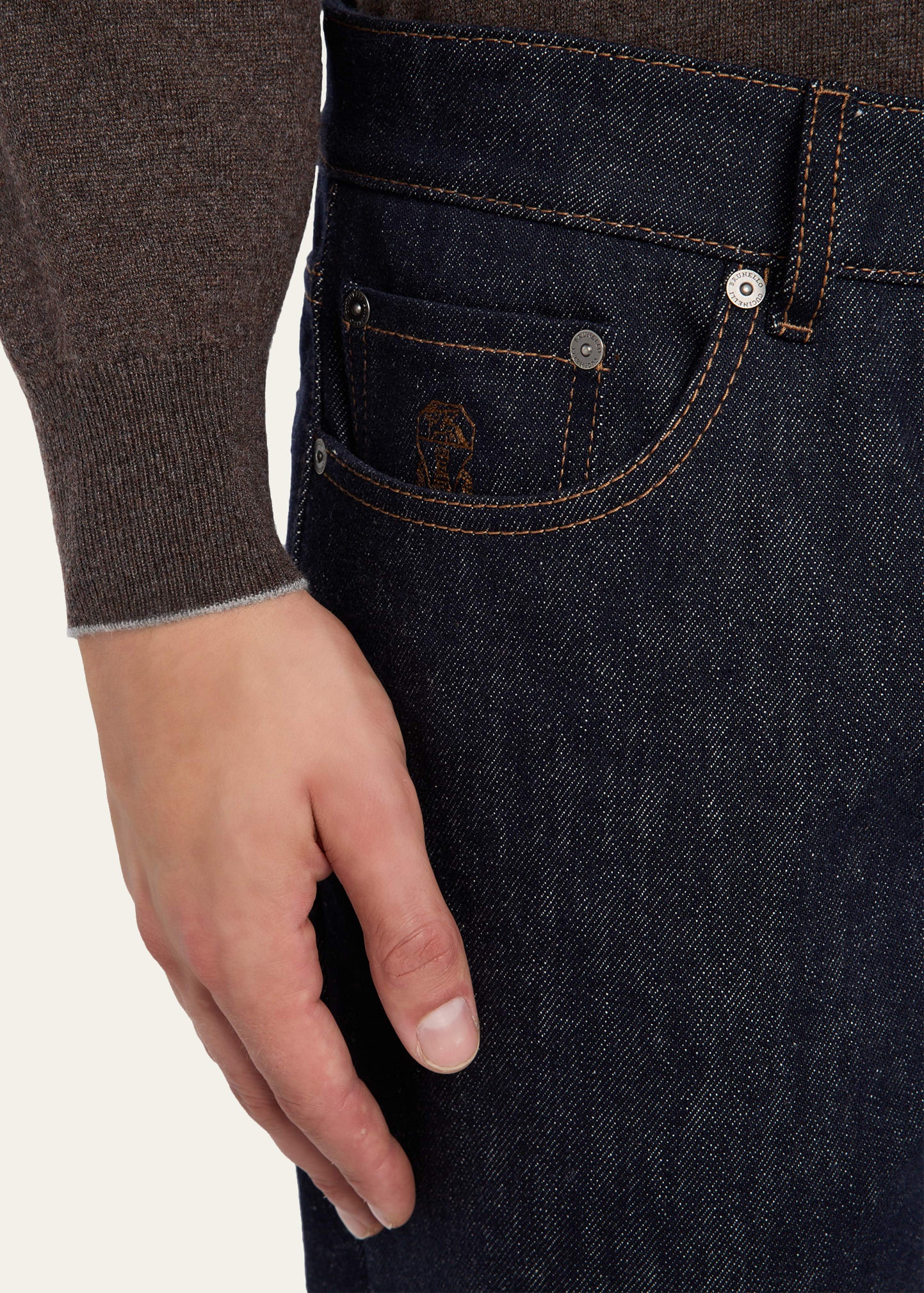 Men's Italian Selvedge Denim Five-Pocket Pants - 5