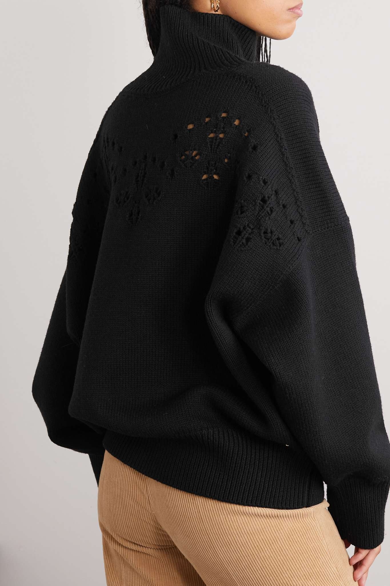 Pointelle-knit wool turtleneck sweater - 4