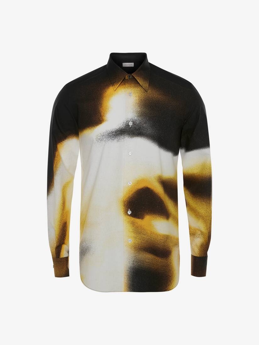 Men's Cotton Poplin Silhouette Shirt in Black/pop Yellow - 1