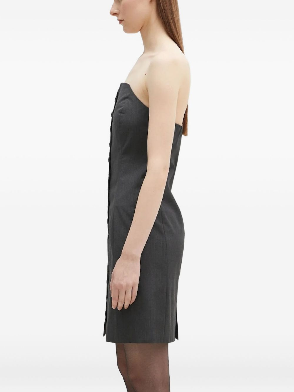 strapless button-front mini dress - 2