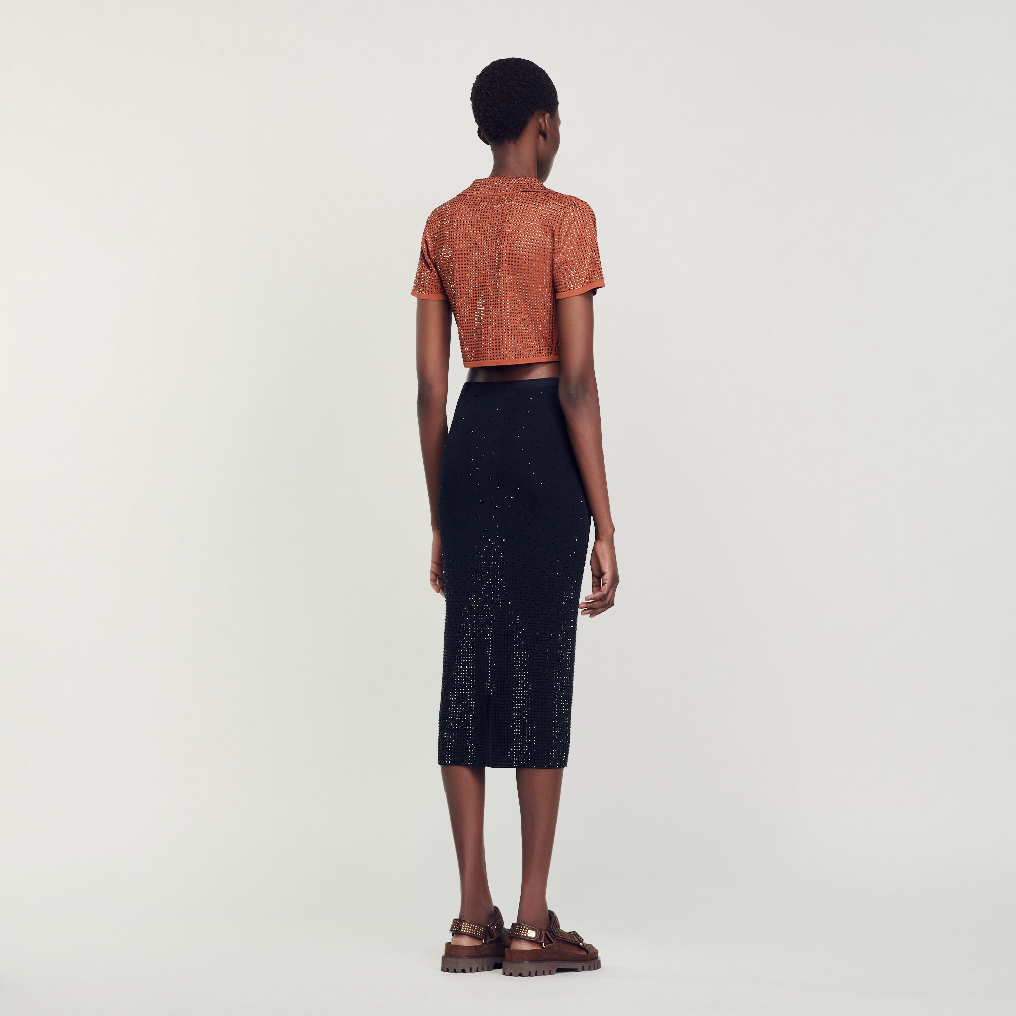 RHINESTONE-EMBELLISHED MIDI SKIRT - 6