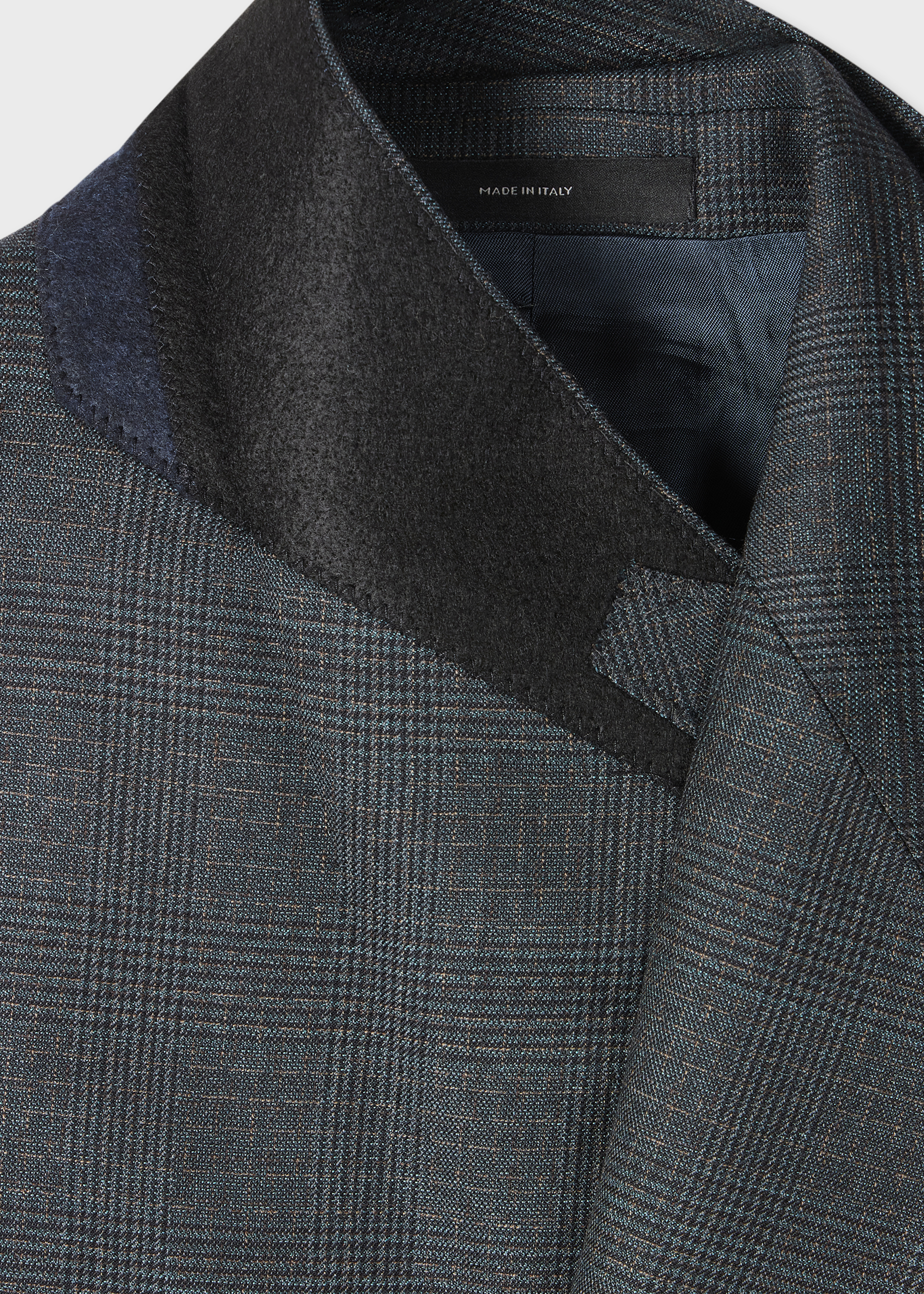 Green Check Wool Double-Breasted Blazer - 2