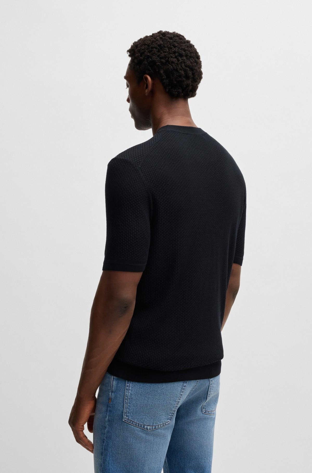 SILK SWEATER WITH KNITTED STRUCTURE - 5