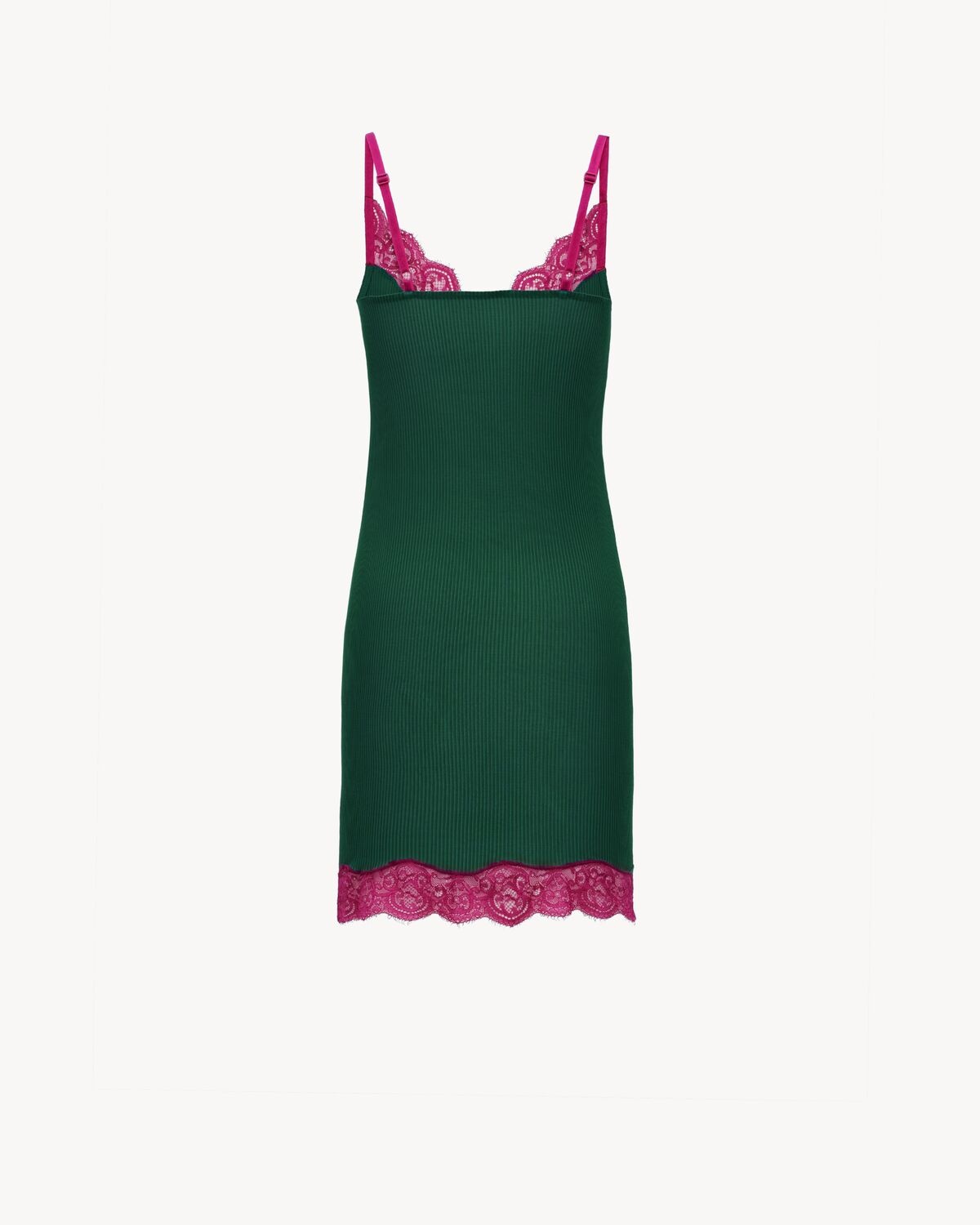 LACE SLIP DRESS IN RIBBED SILK JERSEY - 2