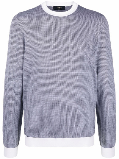 FENDI contrast-trim knitted crew-neck jumper outlook