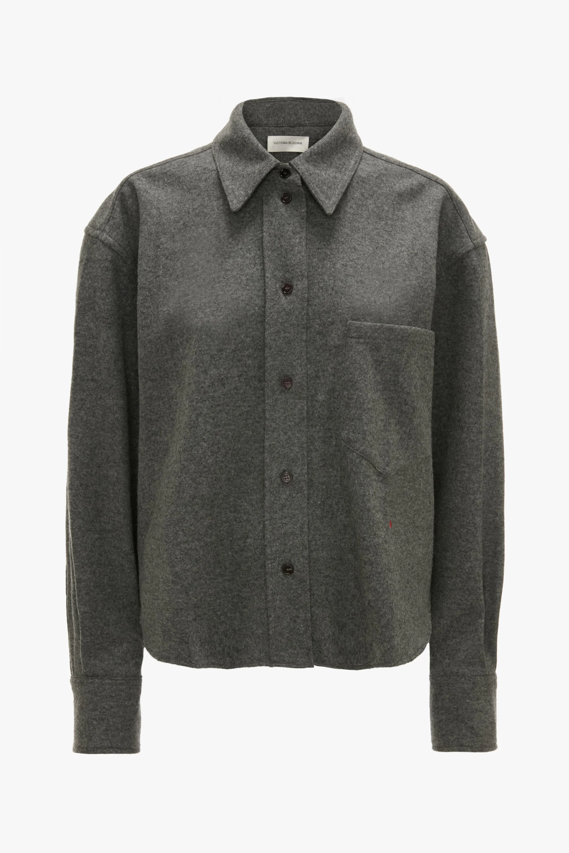 Cropped Long Sleeve Shirt In Grey Melange - 1