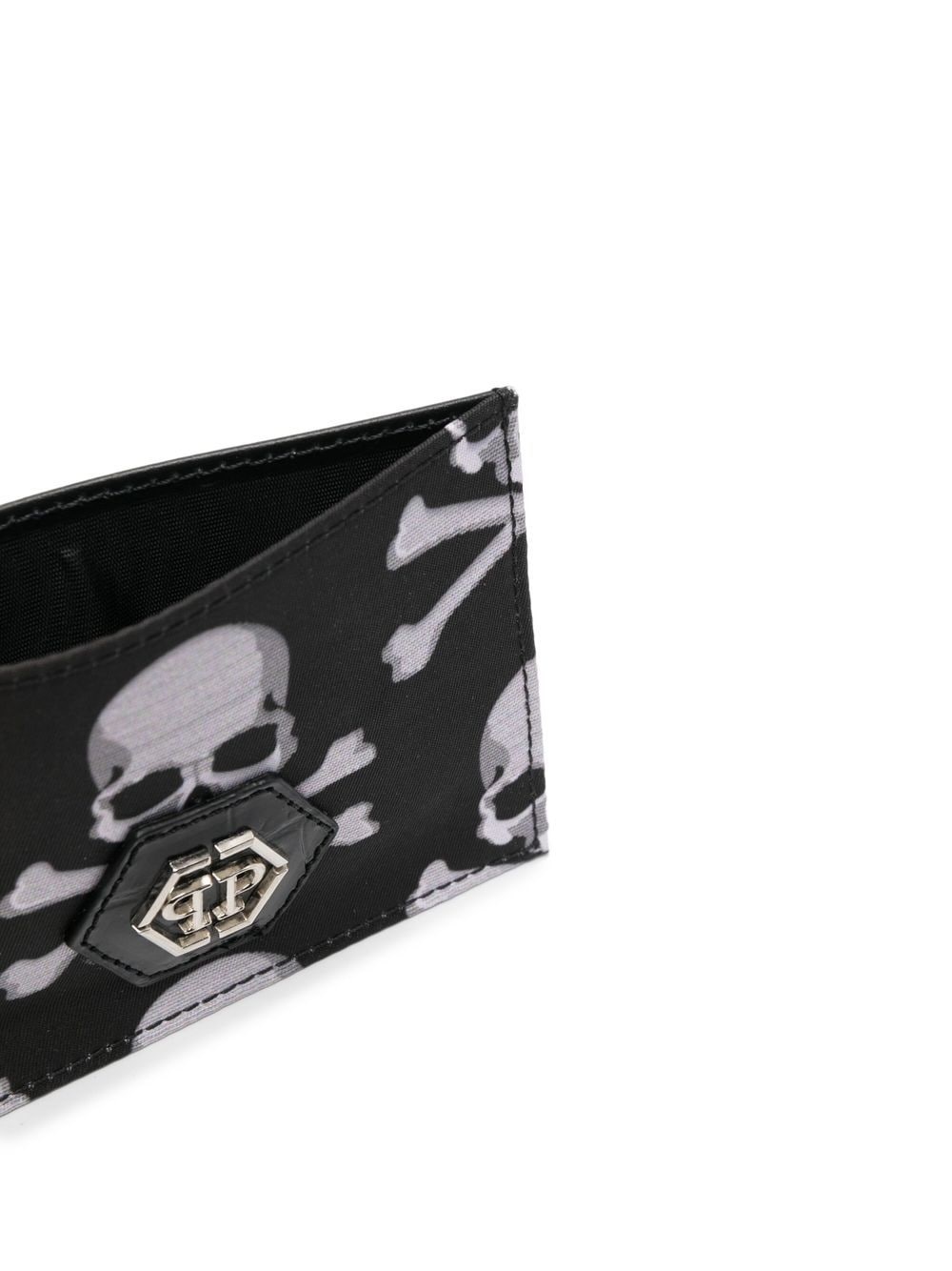 skull-print leather cardholder - 3