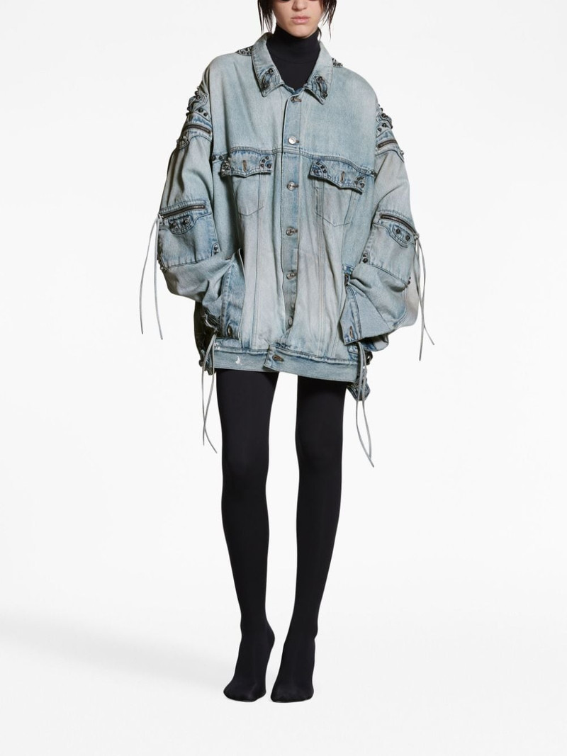 BALENCIAGA stud-detail denim jacket outlook