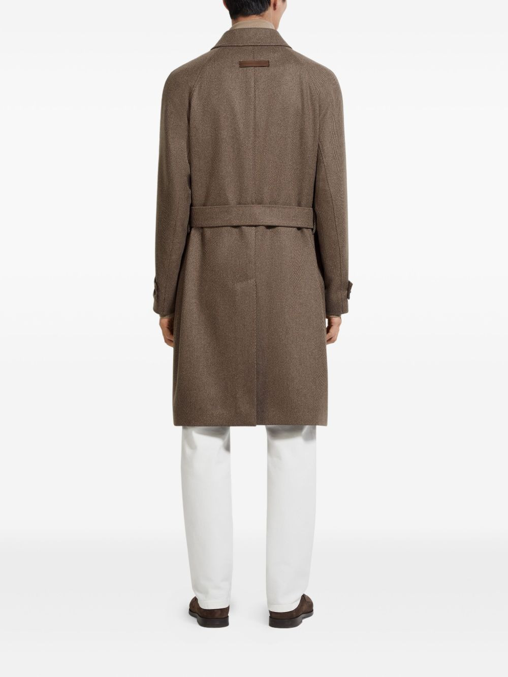 belted twill coat - 4