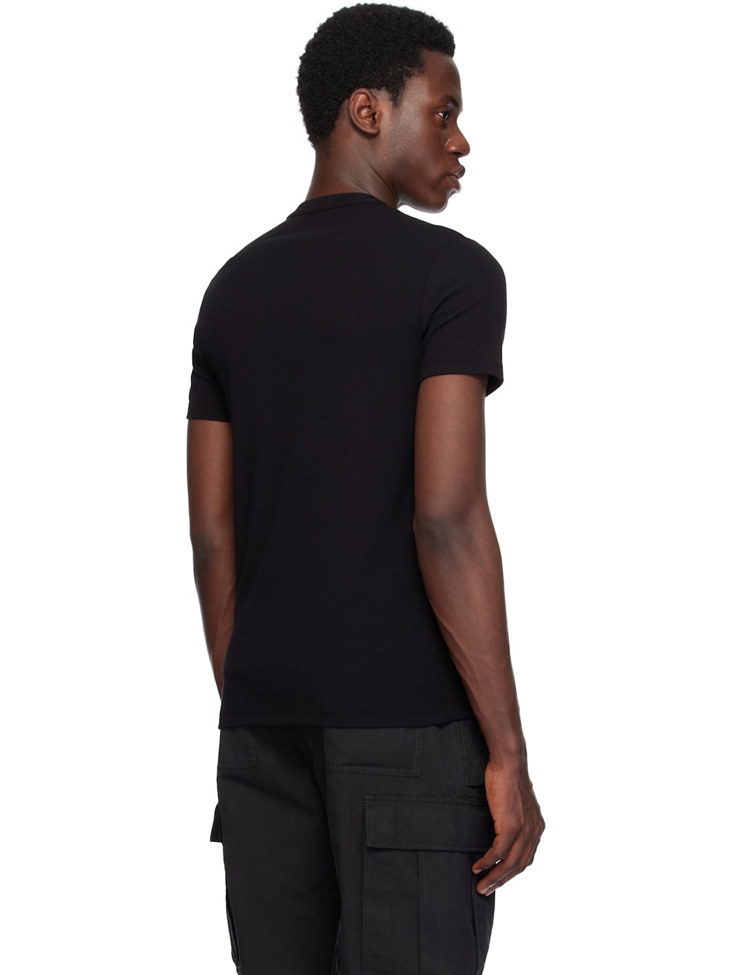 Black Cotton Stretch Jersey T-shirt - 3