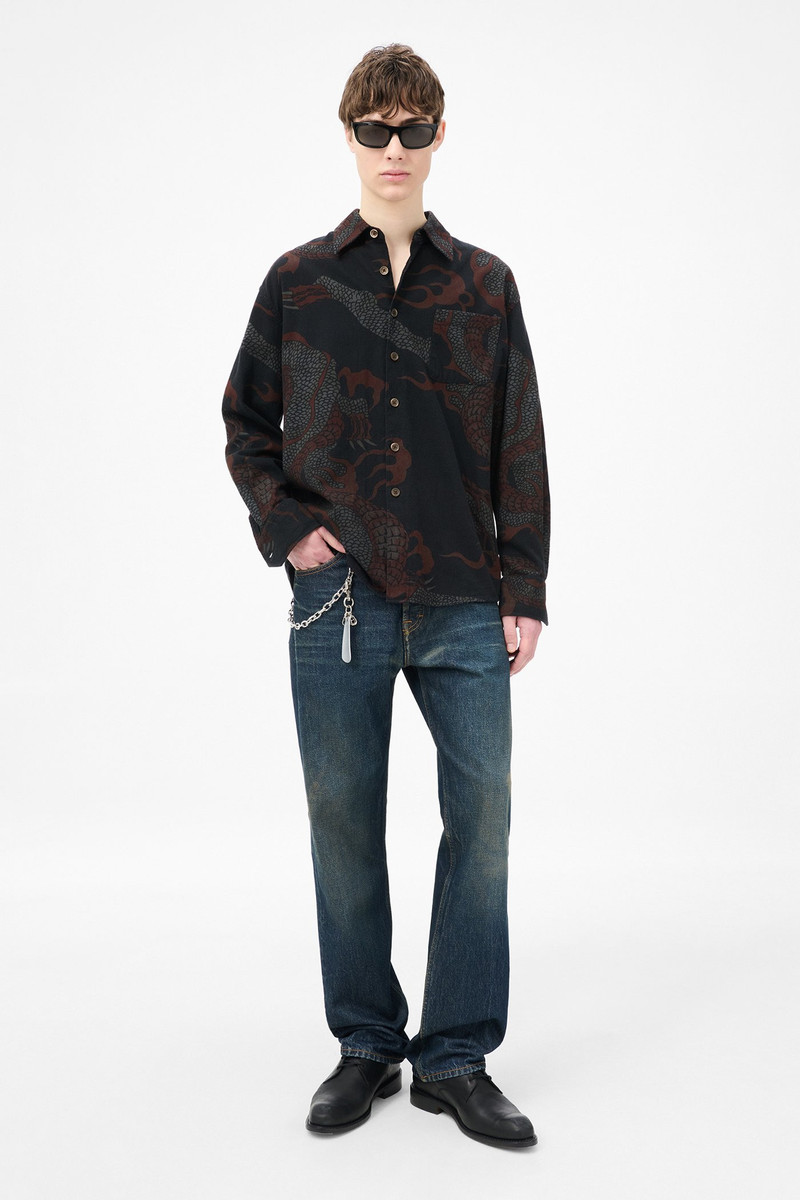 Our Legacy Above Shirt Brown Abstract Snake Print outlook