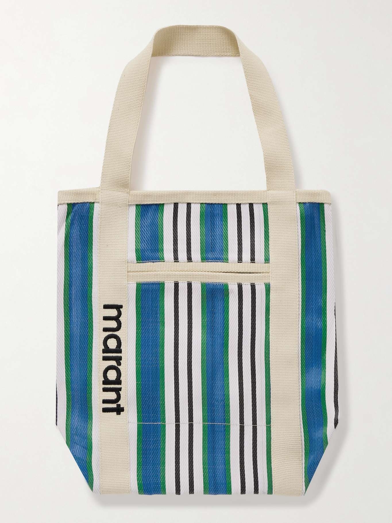 Darwen large striped canvas-trimmed nylon tote - 1