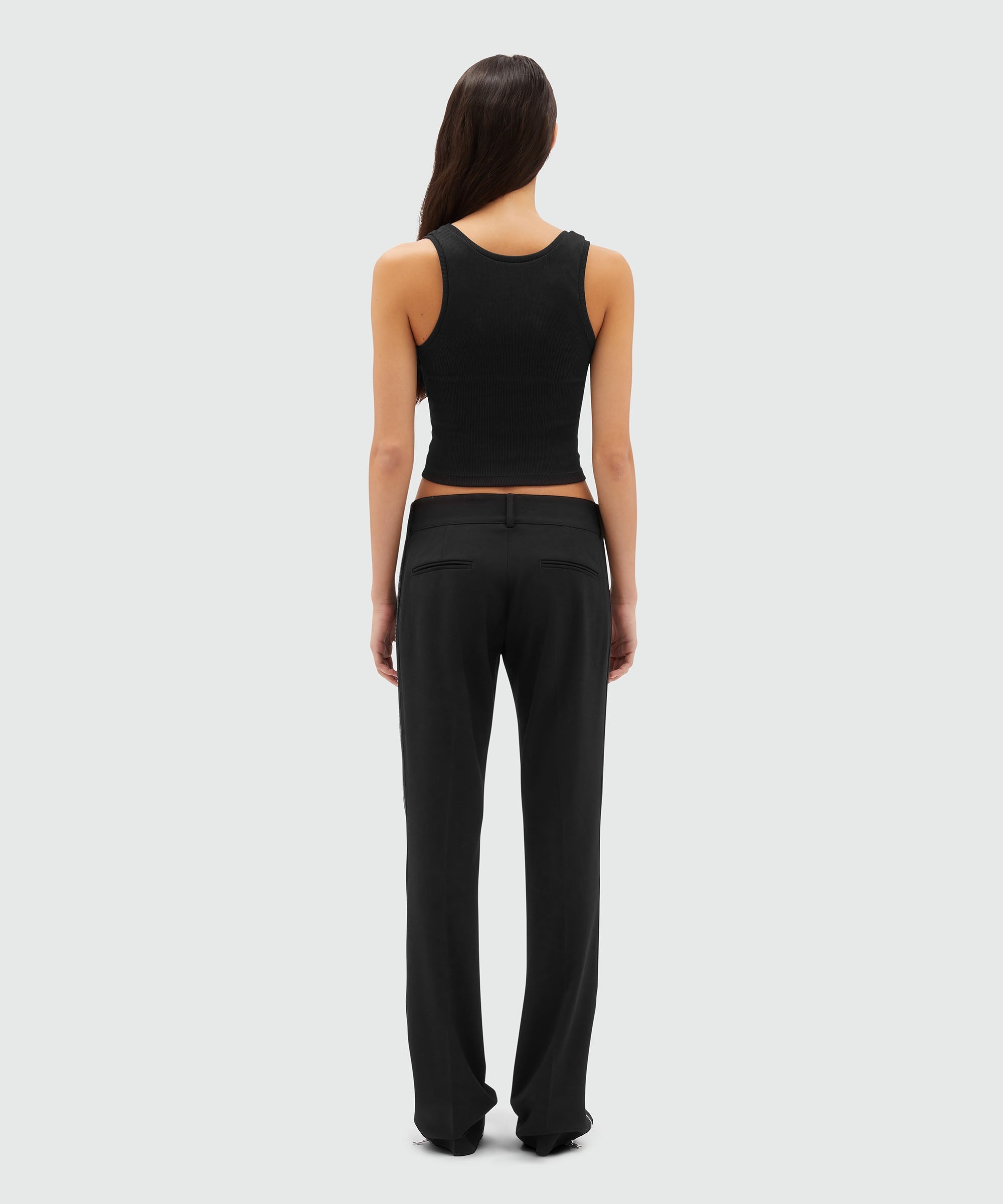 Black blended wool pants with zipper - 3
