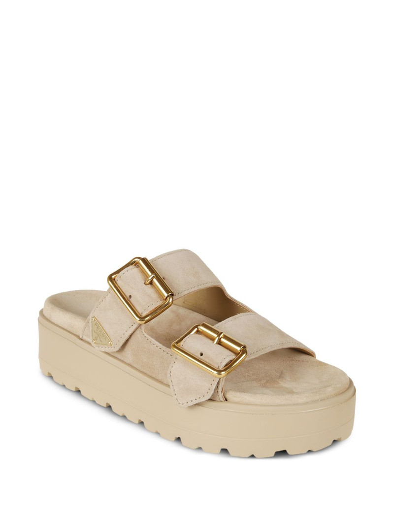 Prada buckle platform sandals outlook