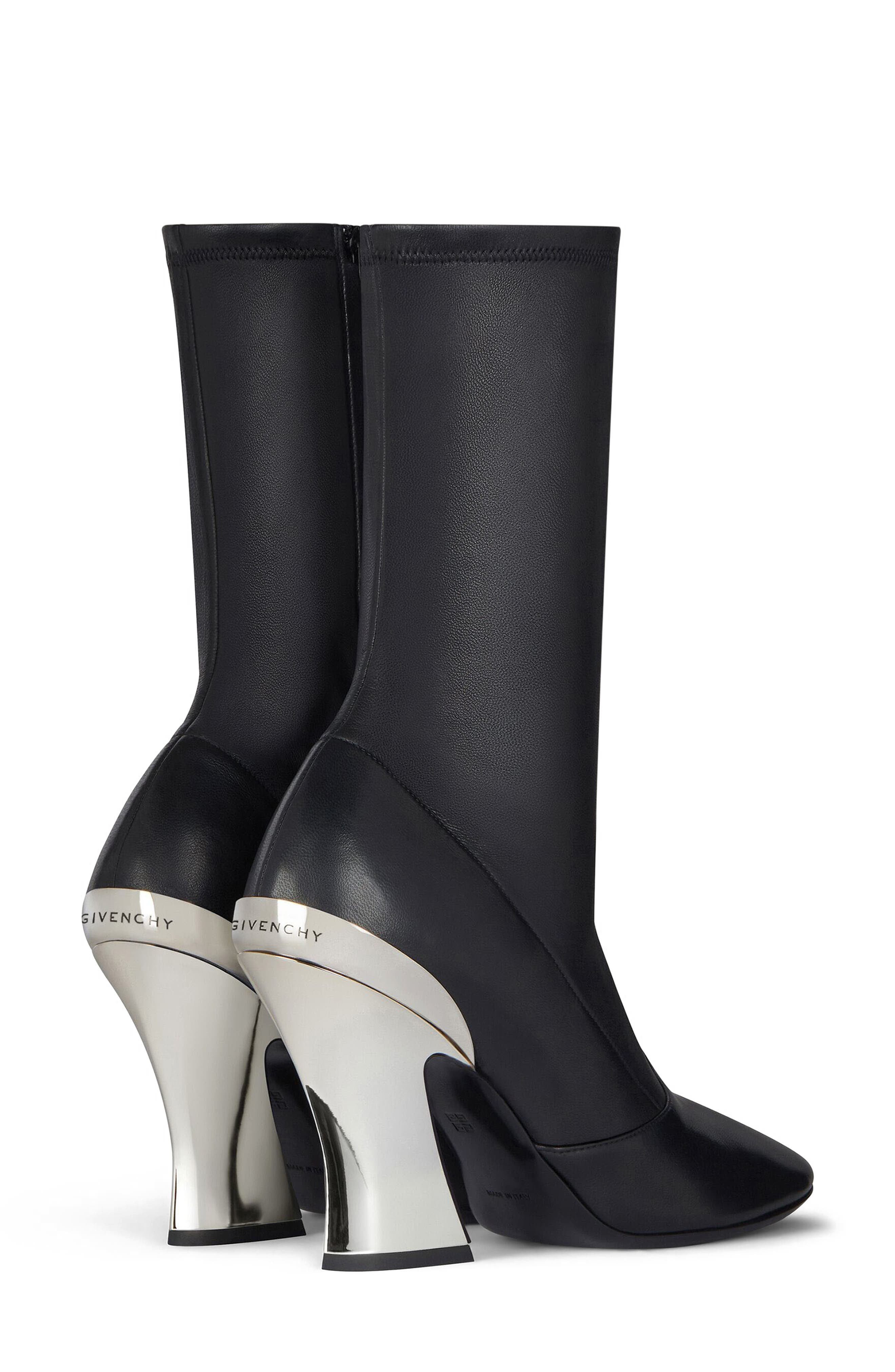 Givenchy Sculpted Heel Ankle Boot in Black/Silvery at Nordstrom - 2