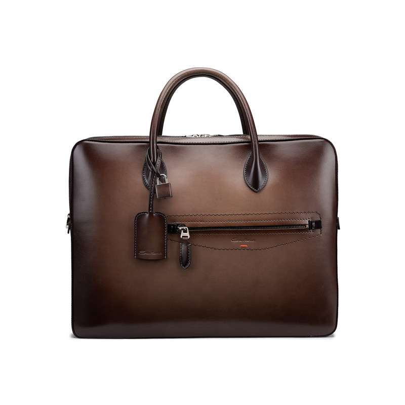 Brown leather laptop bag 1