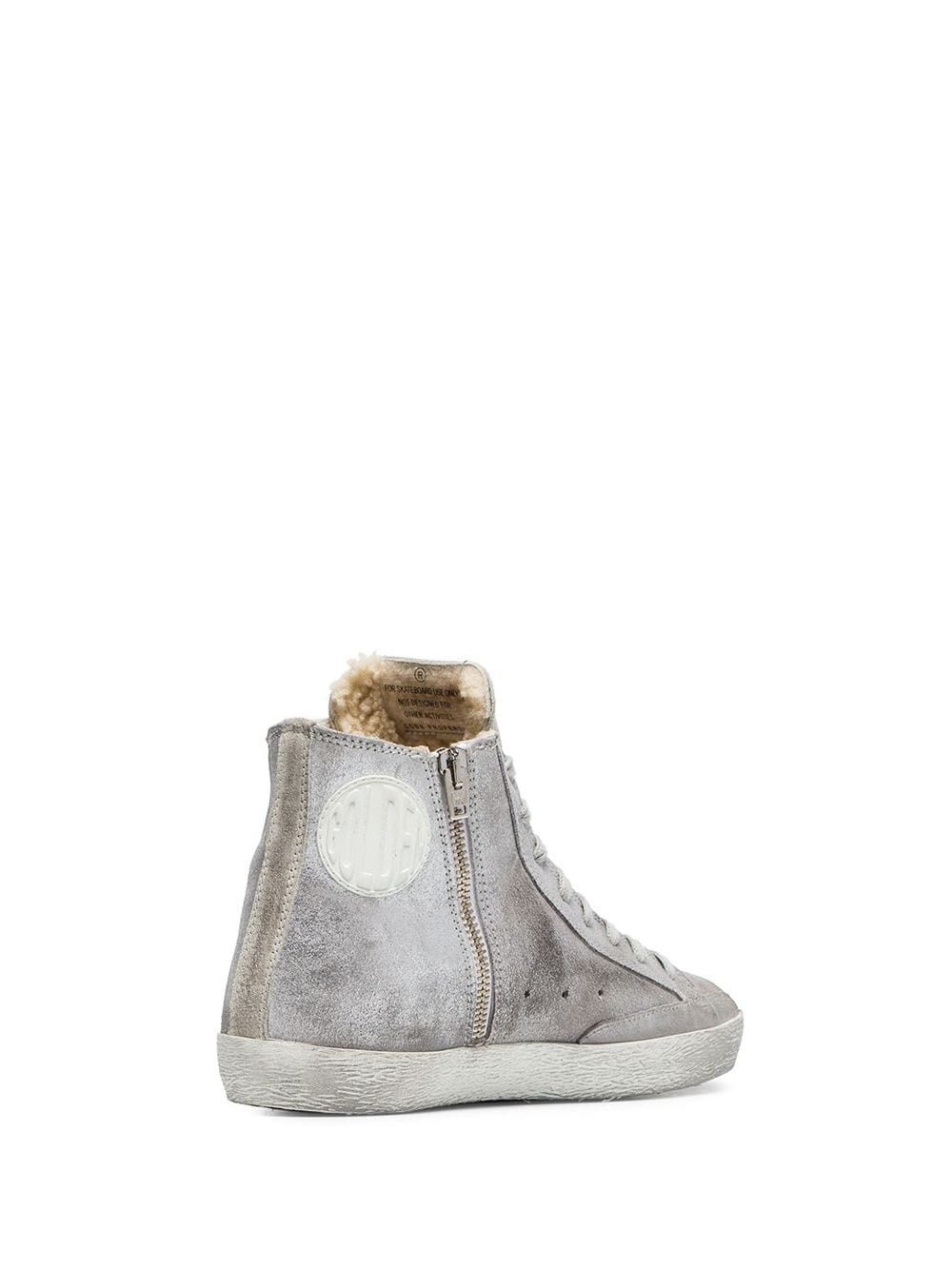 silver Sheepskin lined suede high top sneakers - 4