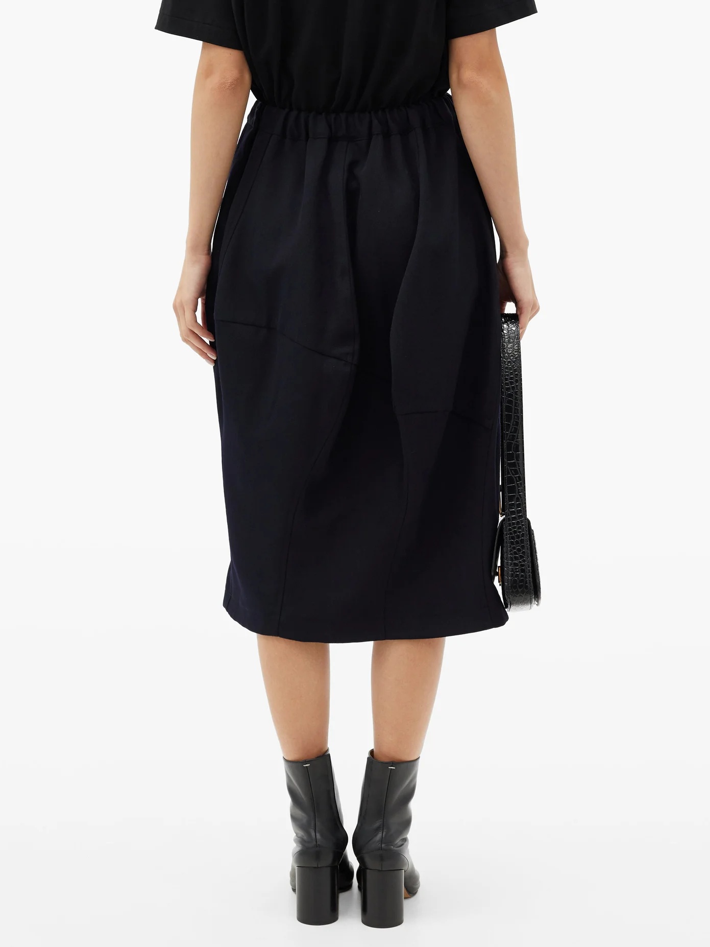 Panelled wool-gabardine suit skirt - 5