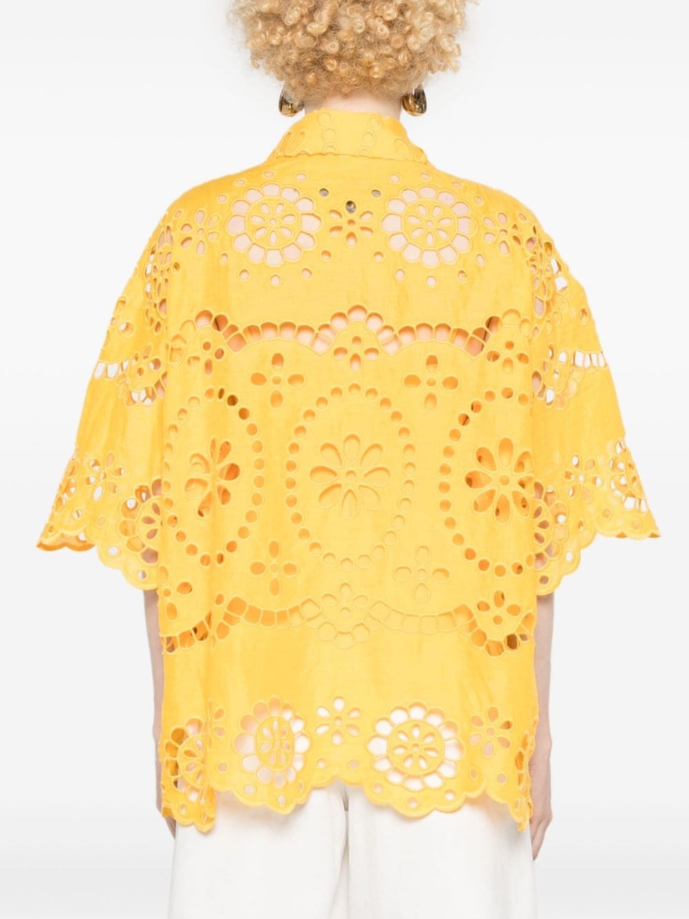 Pop embroidered linen shirt - 4