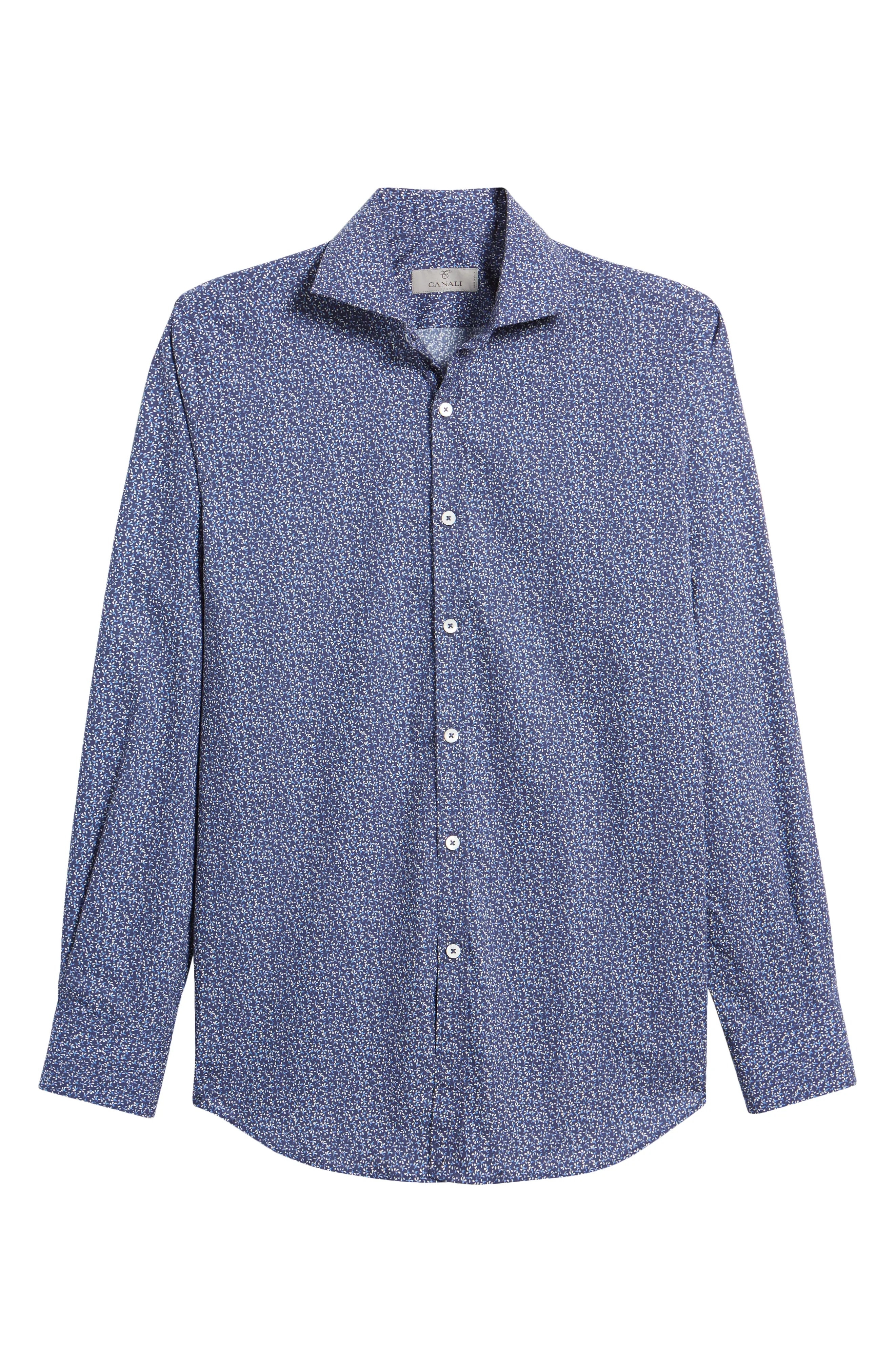 Micro Floral Button-Up Sport Shirt - 1