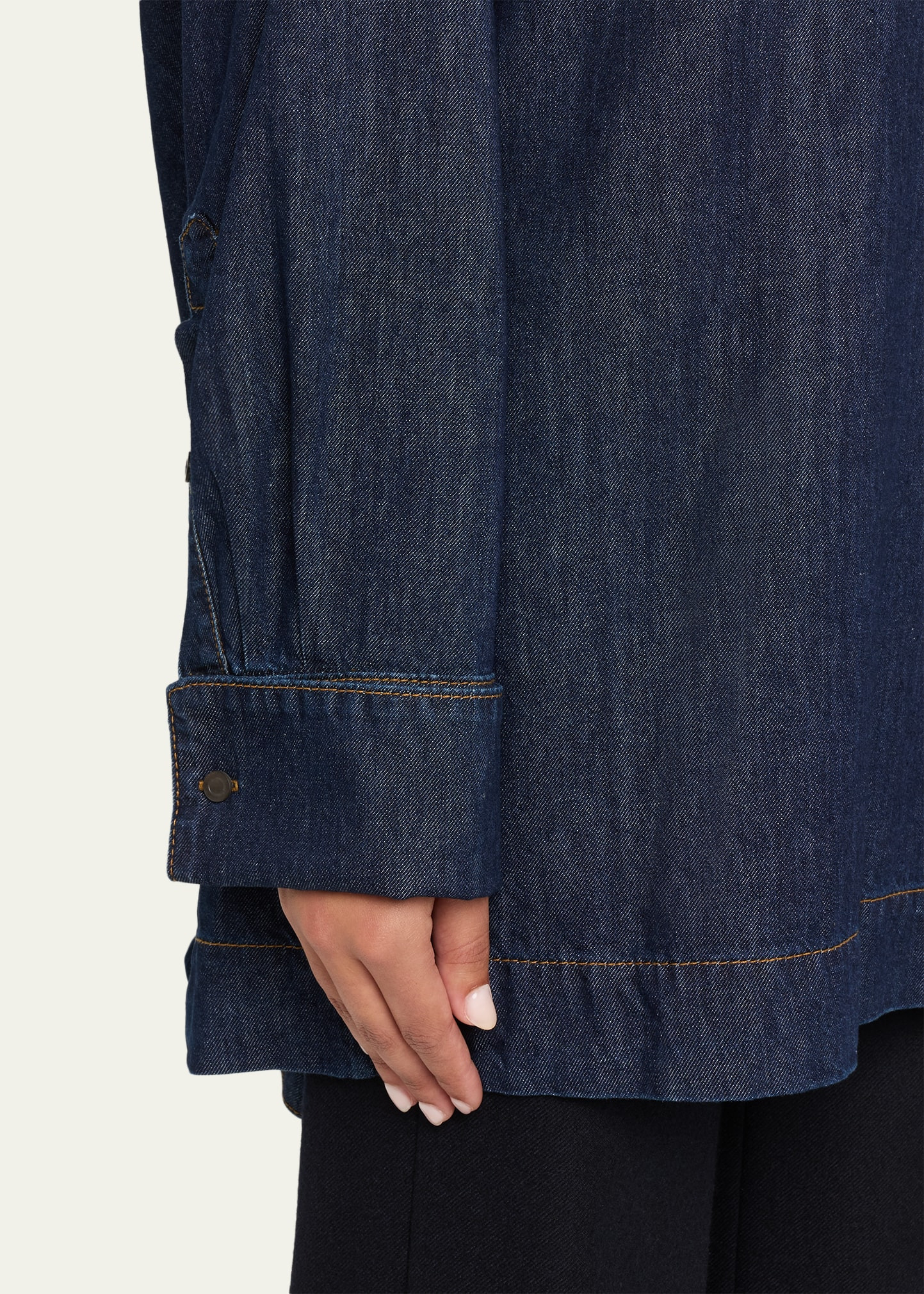 Chaddy Denim Tie-Neck Blouse - 5