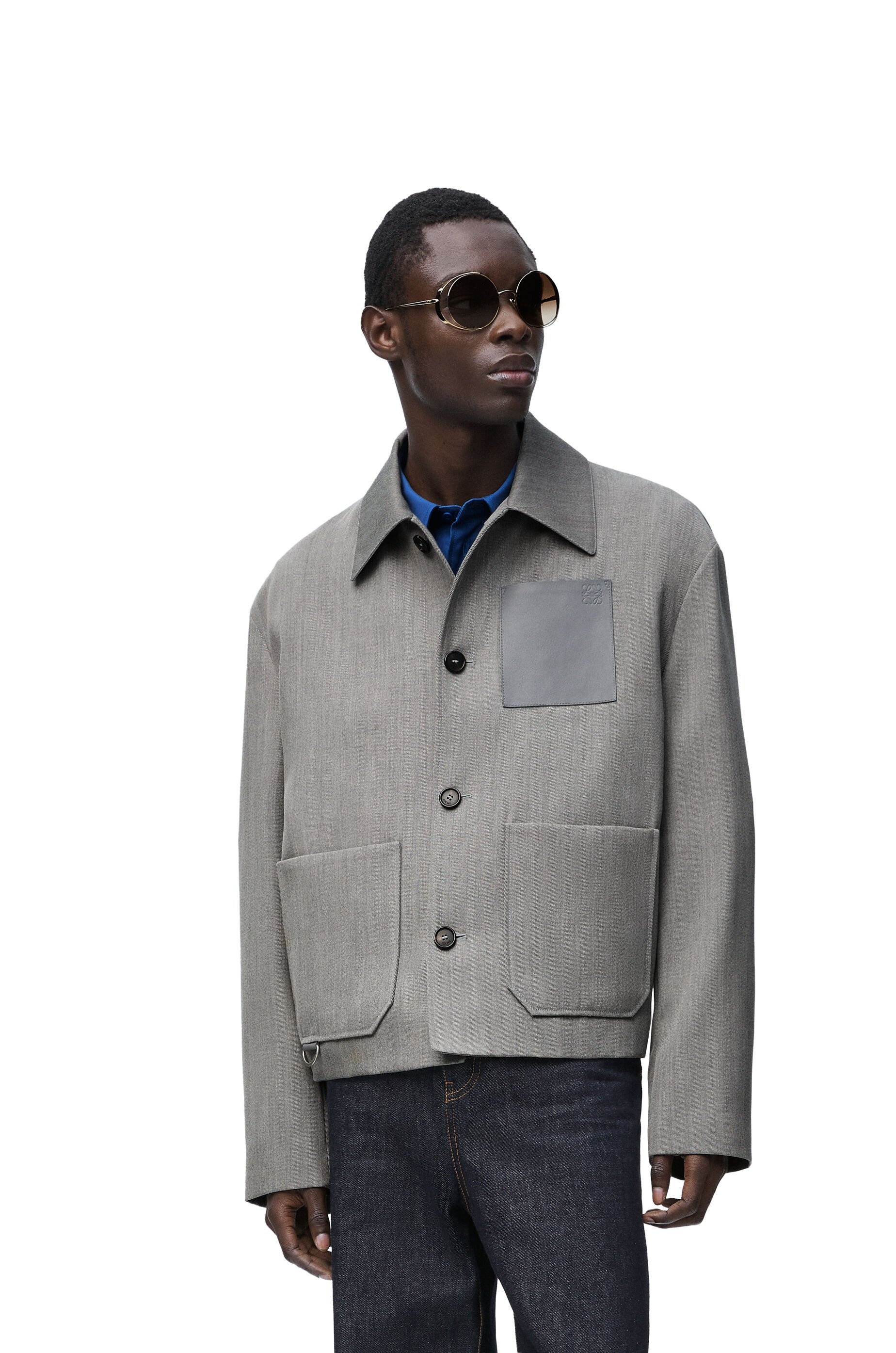LOEWE ウール　ワークジャケット46 25ss ワークウェア ジャケット（ウール&カシミヤ） ブラック - LOEWE