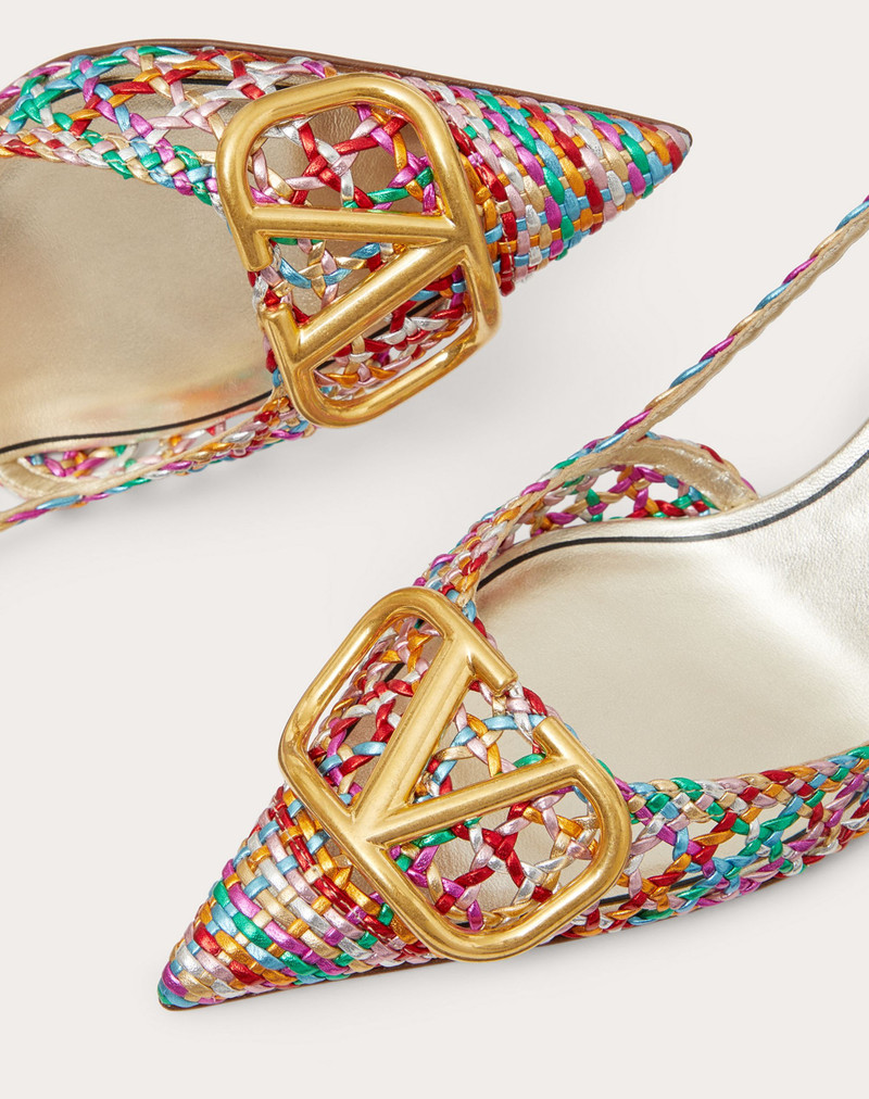 VLOGO SIGNATURE SLINGBACK PUMP IN WOVEN METALLIC NAPPA 80 MM 5