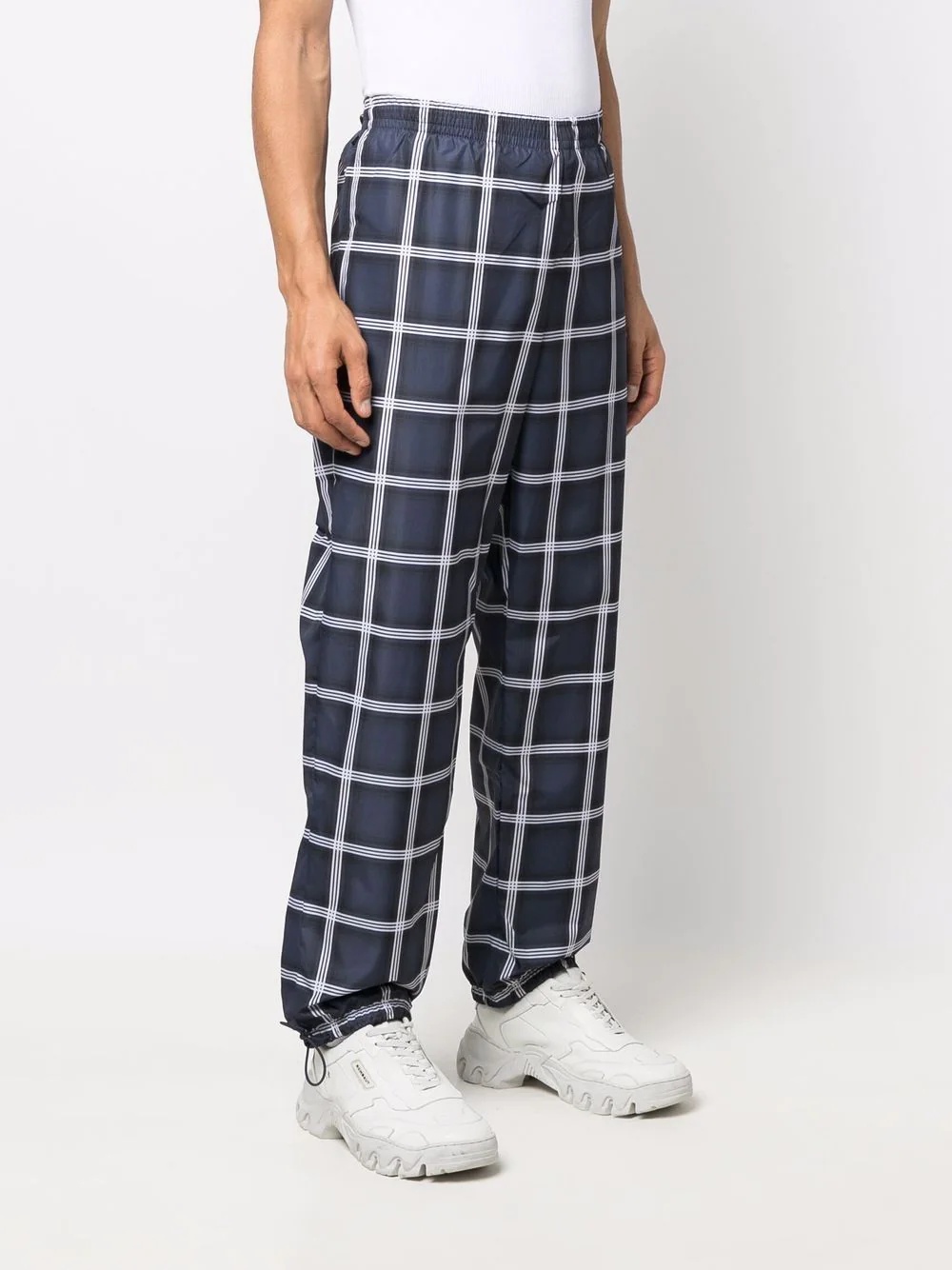 grid straight-leg trousers - 3