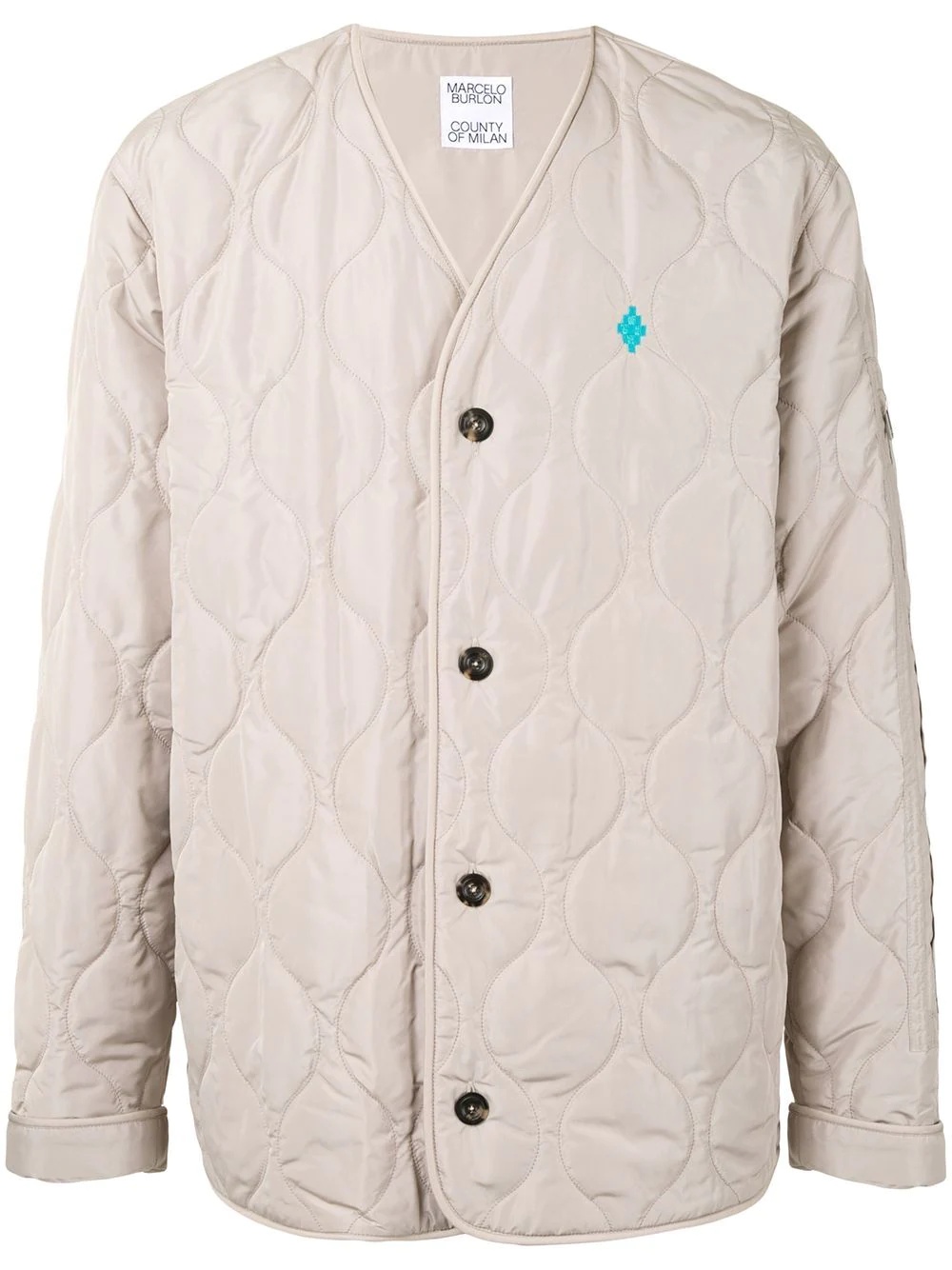 logo-embroidered quilted jacket - 1