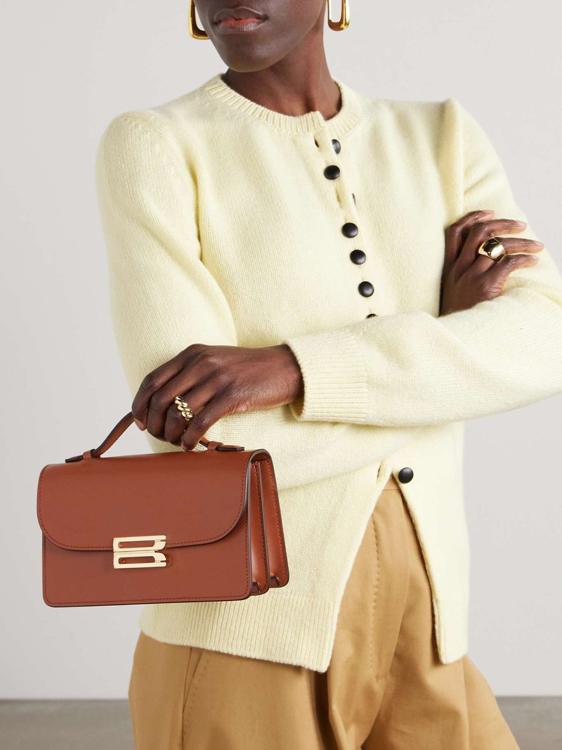 Victoria Beckham Dorian mini leather shoulder bag Tan outlook