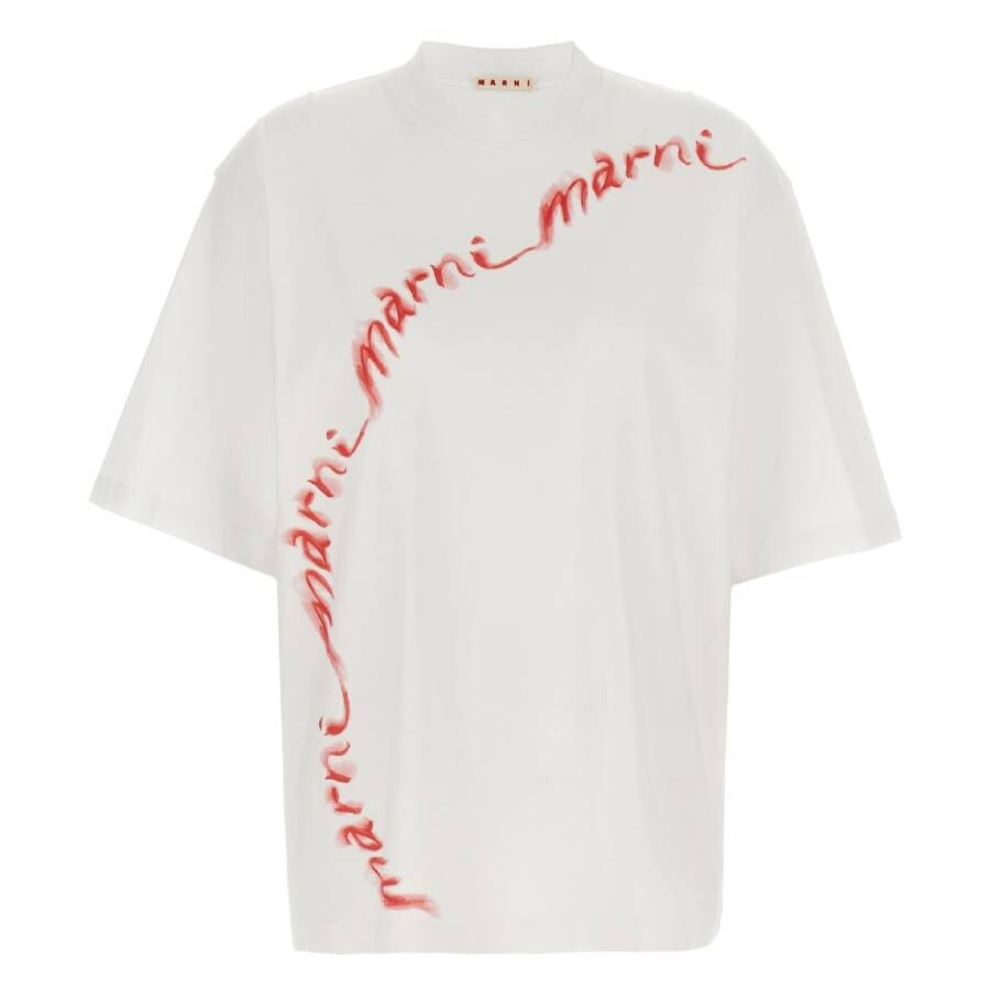 Marni Wavy Logo Cotton-Jersey T-Shirt - 5