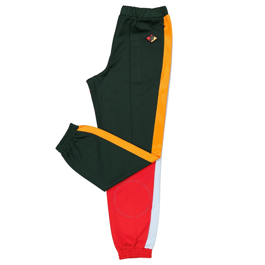 Burberry Runway Men's Green Bi-color Plain Cotton Logo Pants - 7