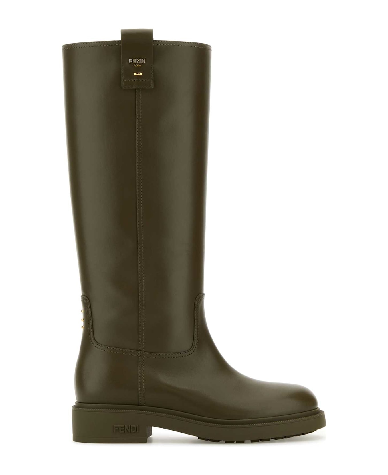 Army Green Leather Filo Boots - 1