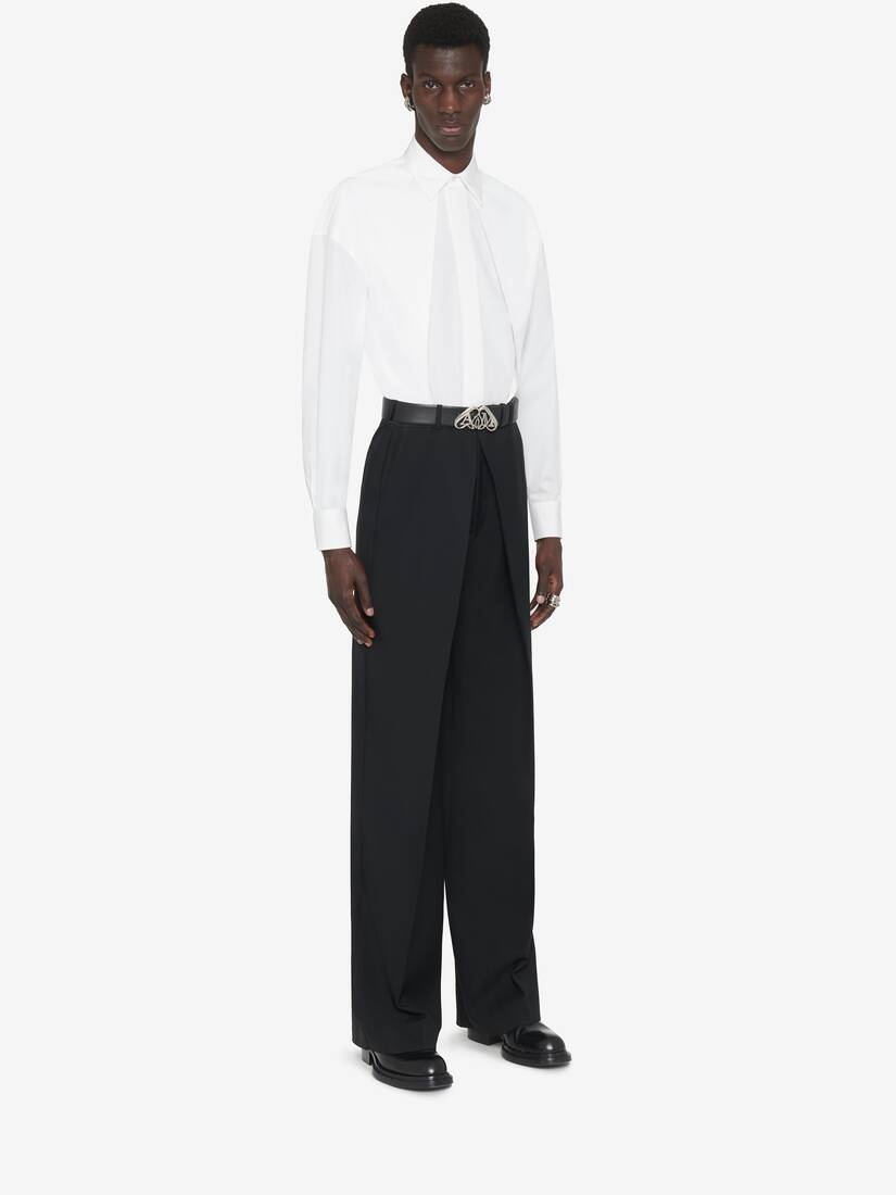 Men's Folded Front Shirt in White - 3