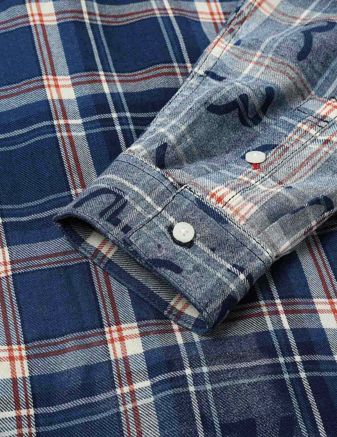 Allover Seagull Print Relax Fit Check Shirt - 9