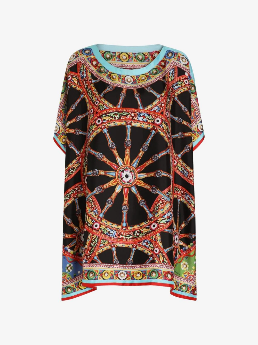 Carretto-print twill kaftan dress - 1