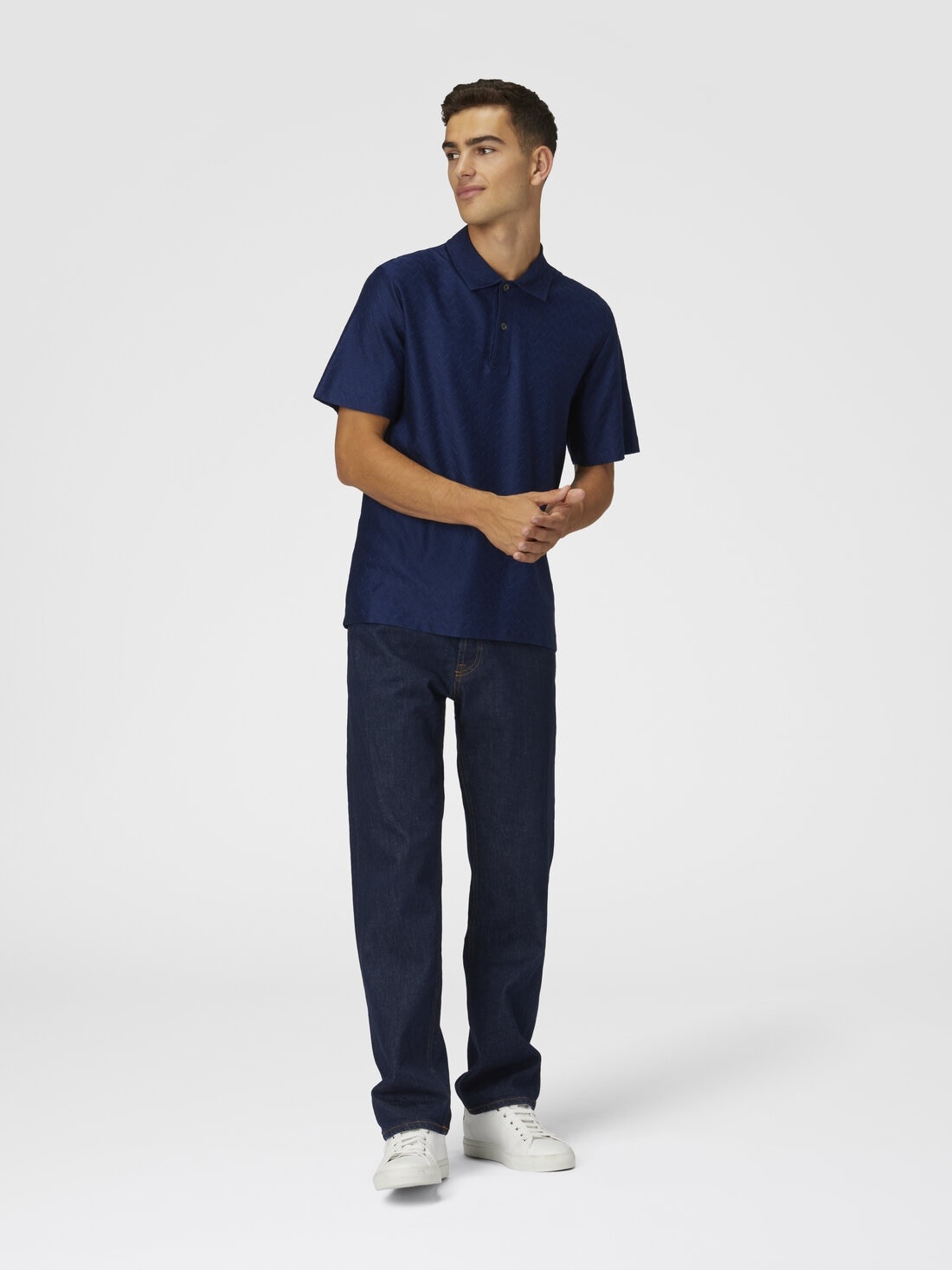 Tonal zigzag cotton jersey polo shirt - 2