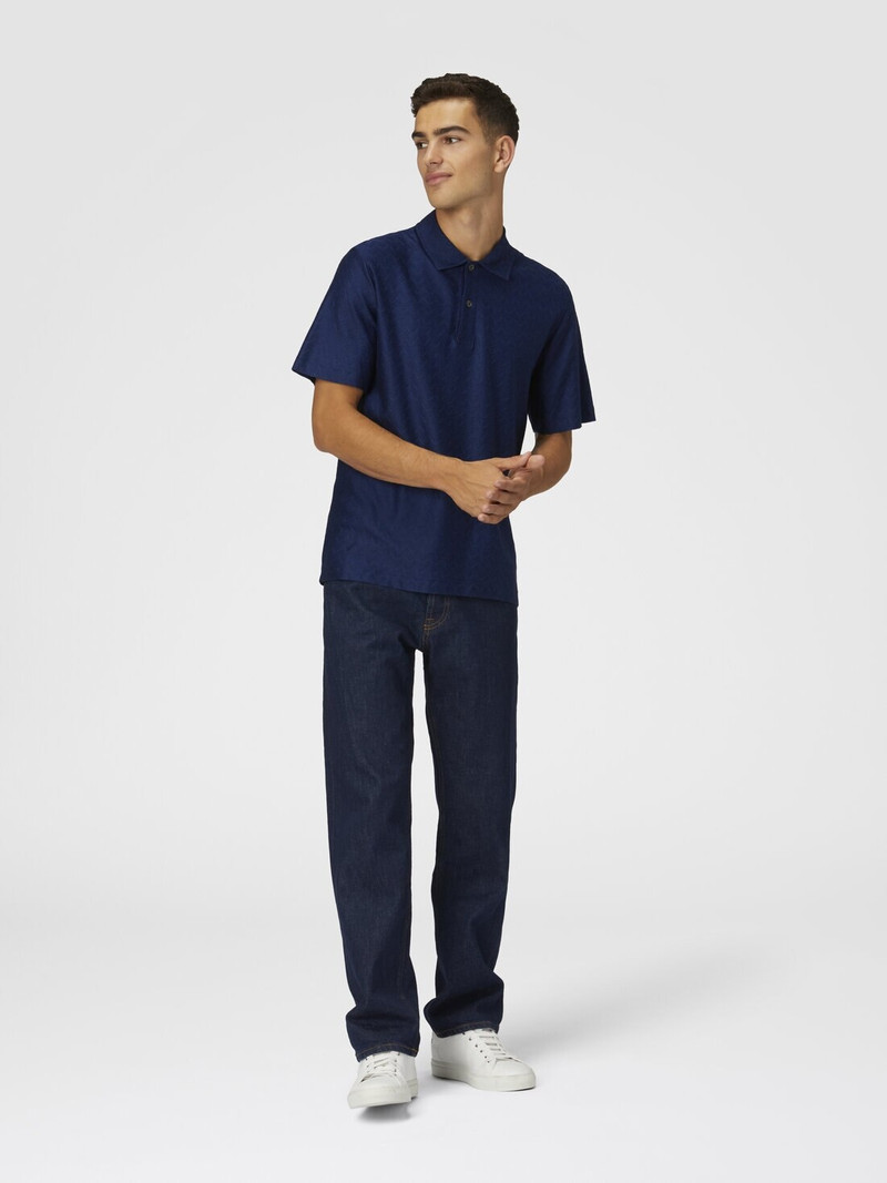 Missoni Tonal zigzag cotton jersey polo shirt outlook
