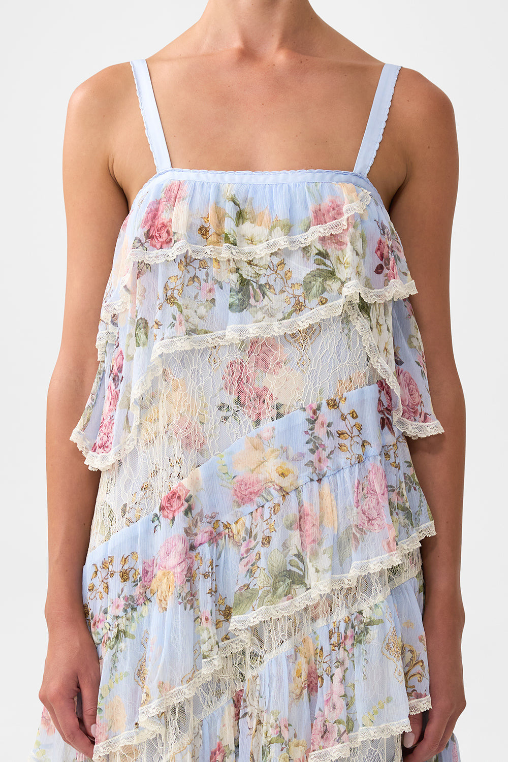 ASYMMETRIC SPLICED LACE DRESS - 6