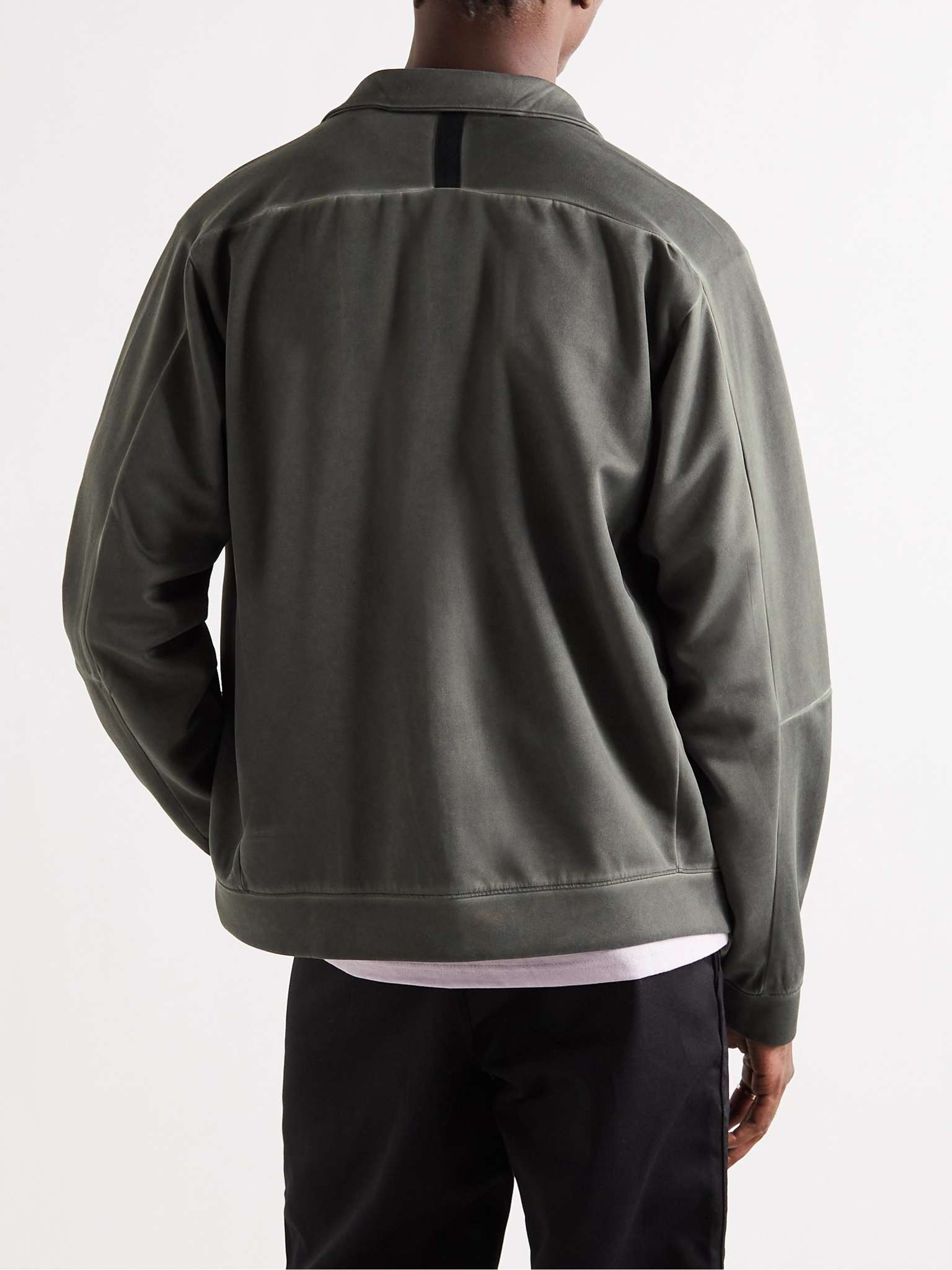 Grosgrain-Trimmed Garment-Dyed Recycled Jersey Zip-Up Sweatshirt - 4