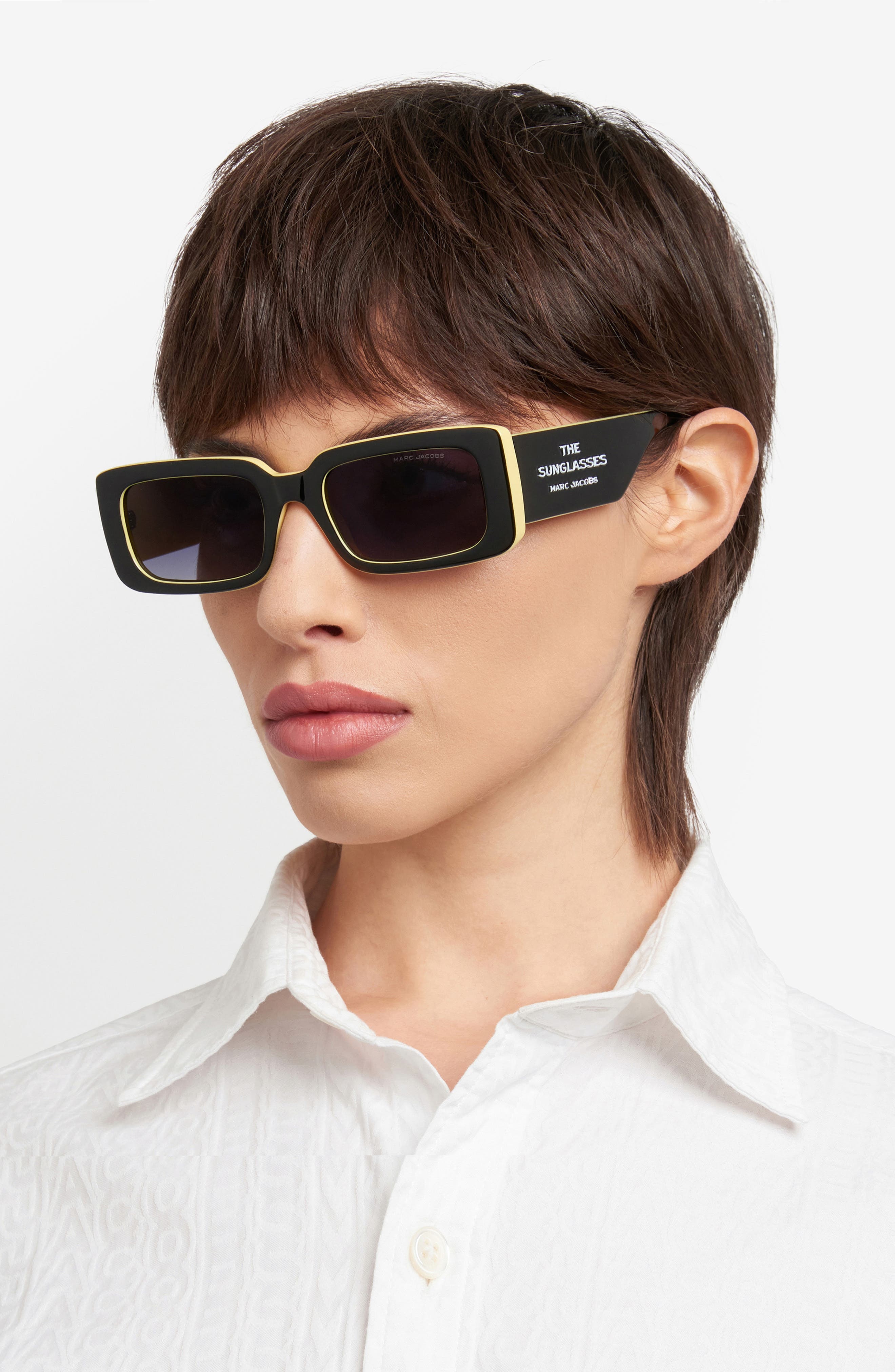 Marc Jacobs 53mm Gradient Rectangular Sunglasses in Black Yellow at Nordstrom - 3