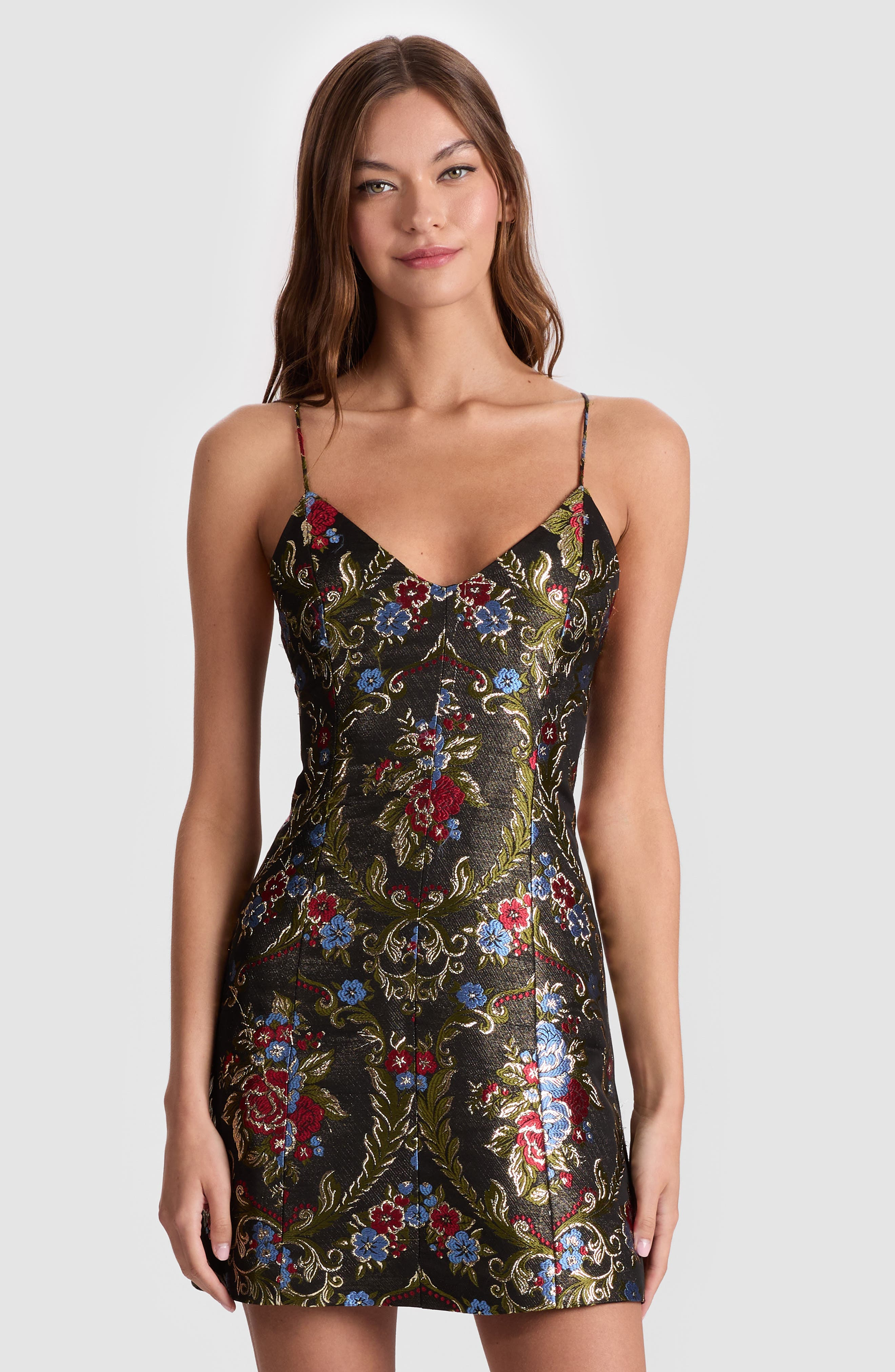 Alice + Olivia Tayla Floral Jacquard Lantern Minidress in Black/Multi at Nordstrom - 3