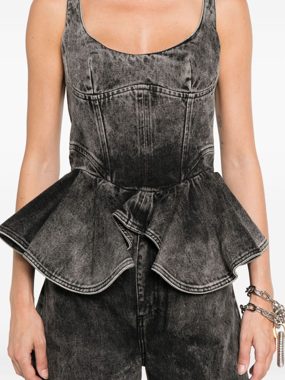 asymmetric denim top - 5