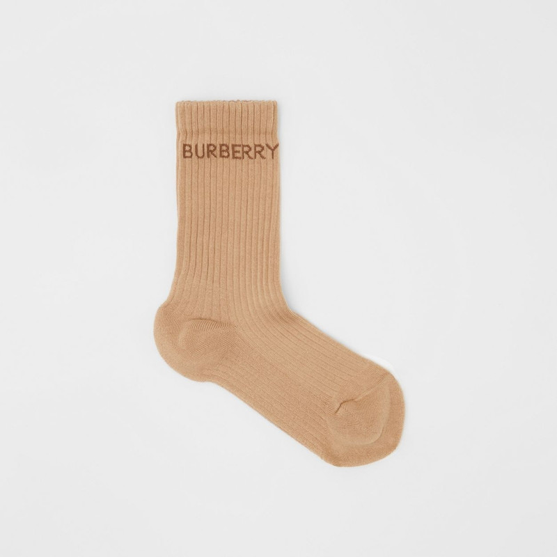 Logo Intarsia Technical Stretch Cotton Socks 1