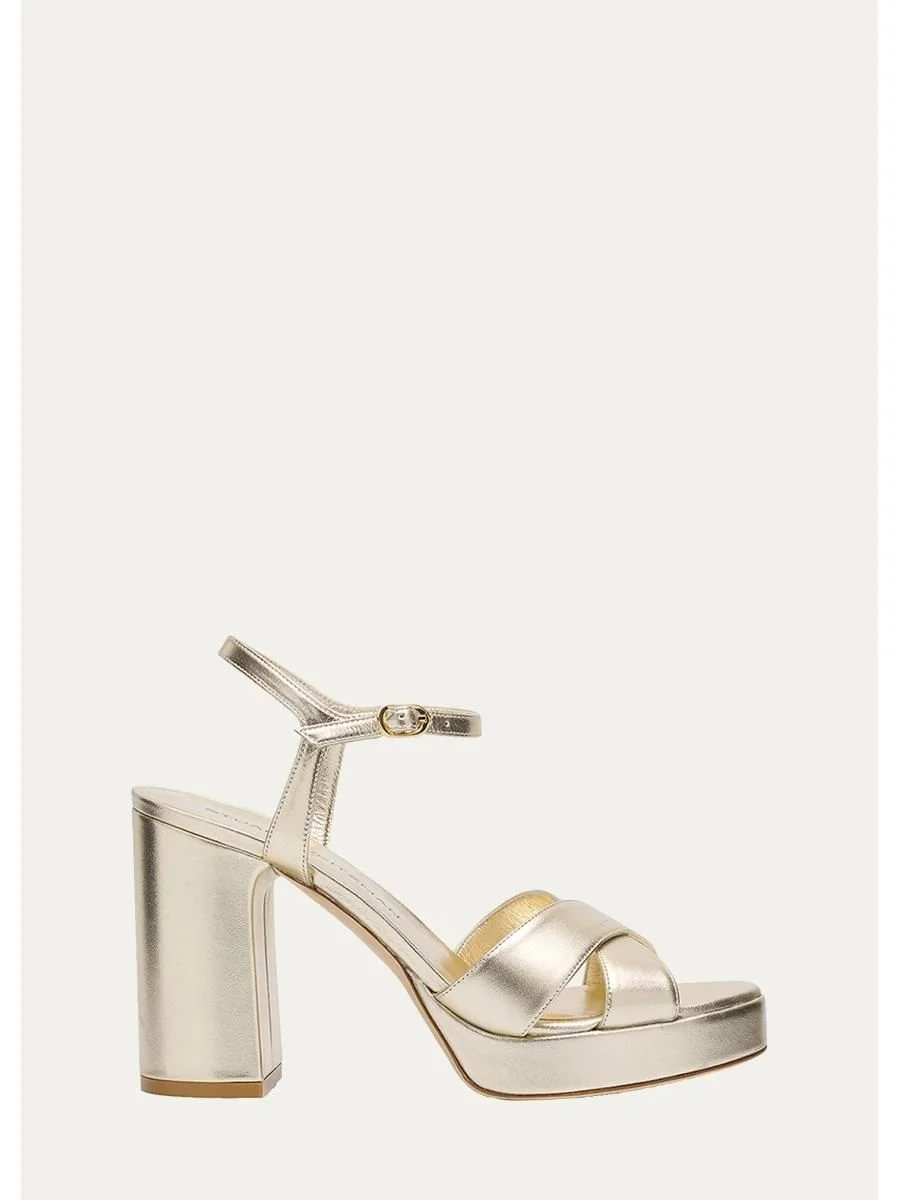 Dayna Metallic Crisscross Platform Sandals - 1