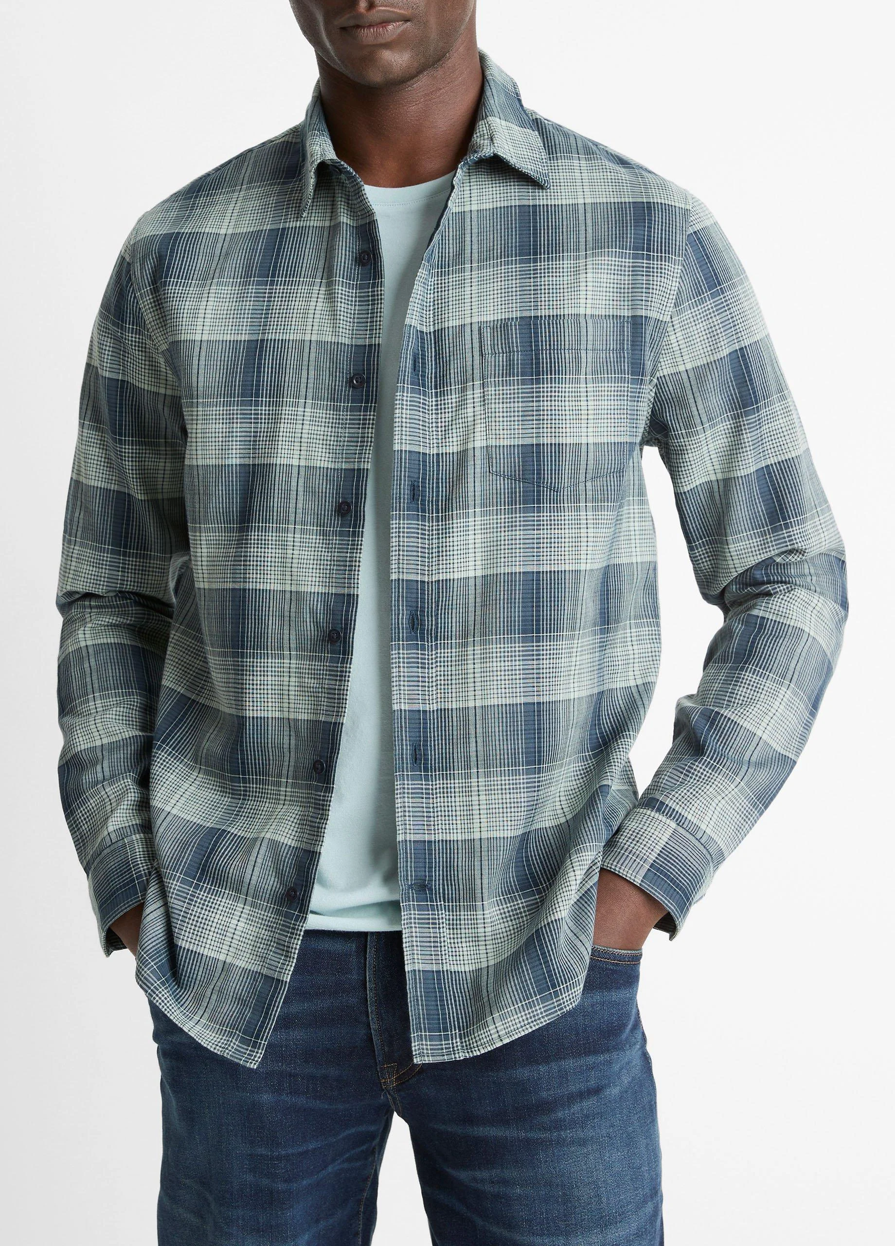 Big Sky Plaid Cotton Button-Front Shirt - 1