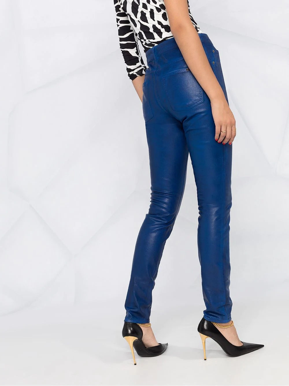 skinny patent style trousers - 3
